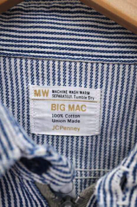 Bigmac ビッグマック ワークシャツ メンズ 青系 白系 70s ロケットtalon ヒッコリー柄 ハーフジップ プルオーバー 中古 ブランド古着バズストアbazzstore Rvcconst Com