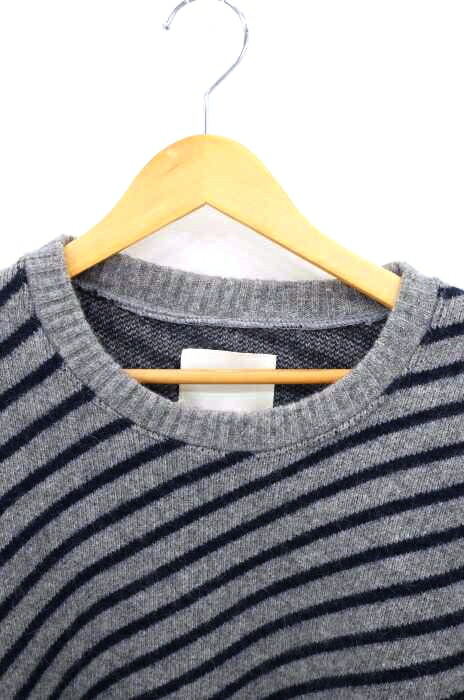 Neon Sign ネオンサイン ニット セーター メンズ グレー系 青系 13aw サイドボタンスリット 斜めボーダーニット 中古 ブランド古着バズストアbazzstore Butlerchimneys Com