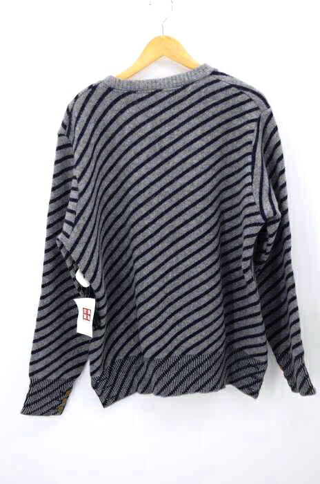 Neon Sign ネオンサイン ニット セーター メンズ グレー系 青系 13aw サイドボタンスリット 斜めボーダーニット 中古 ブランド古着バズストアbazzstore Uncheckedfilm Com
