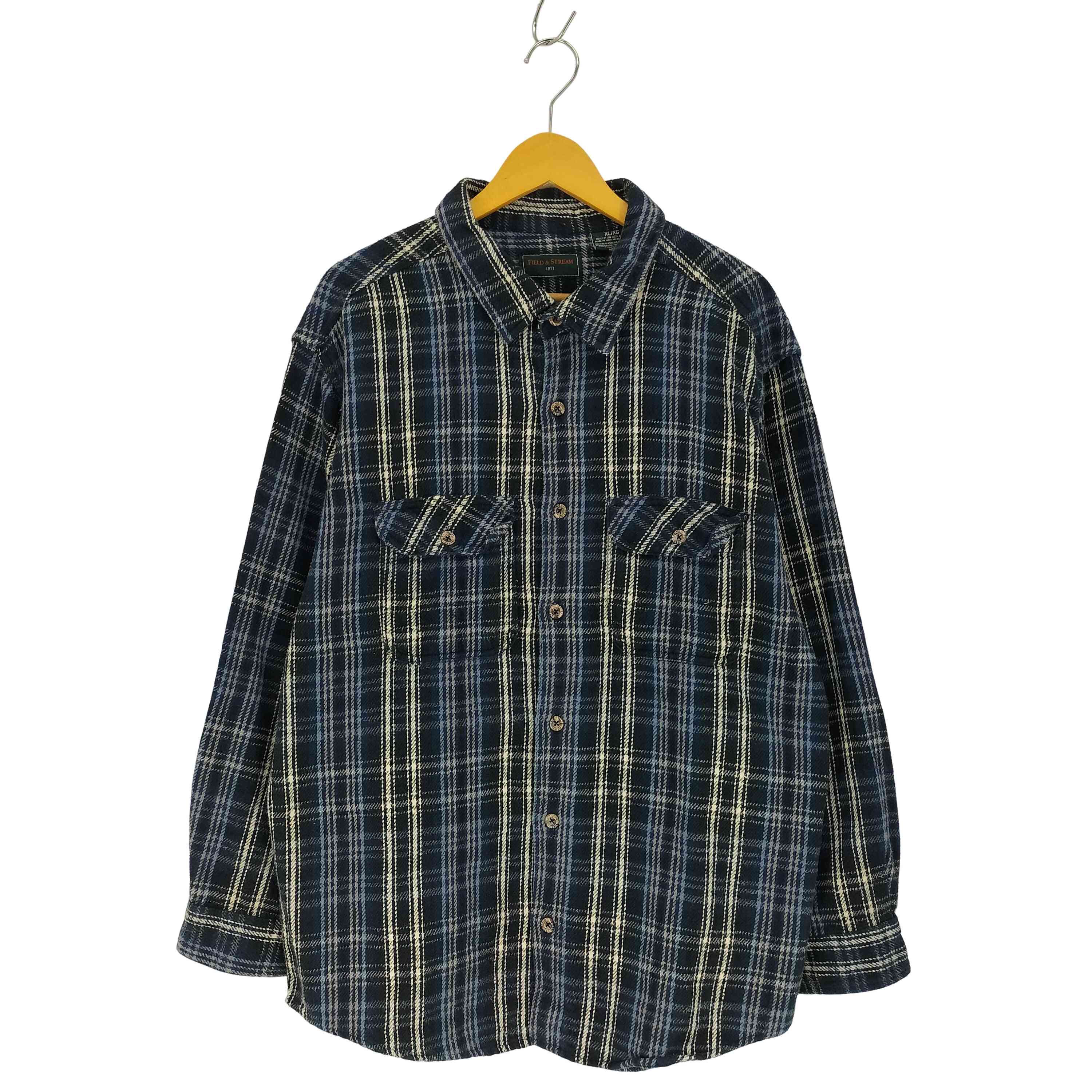【中古】フイールドアンドストリーム FIELD＆STREAM インド製 チェック柄 フランネルシャツ メンズ import：XL