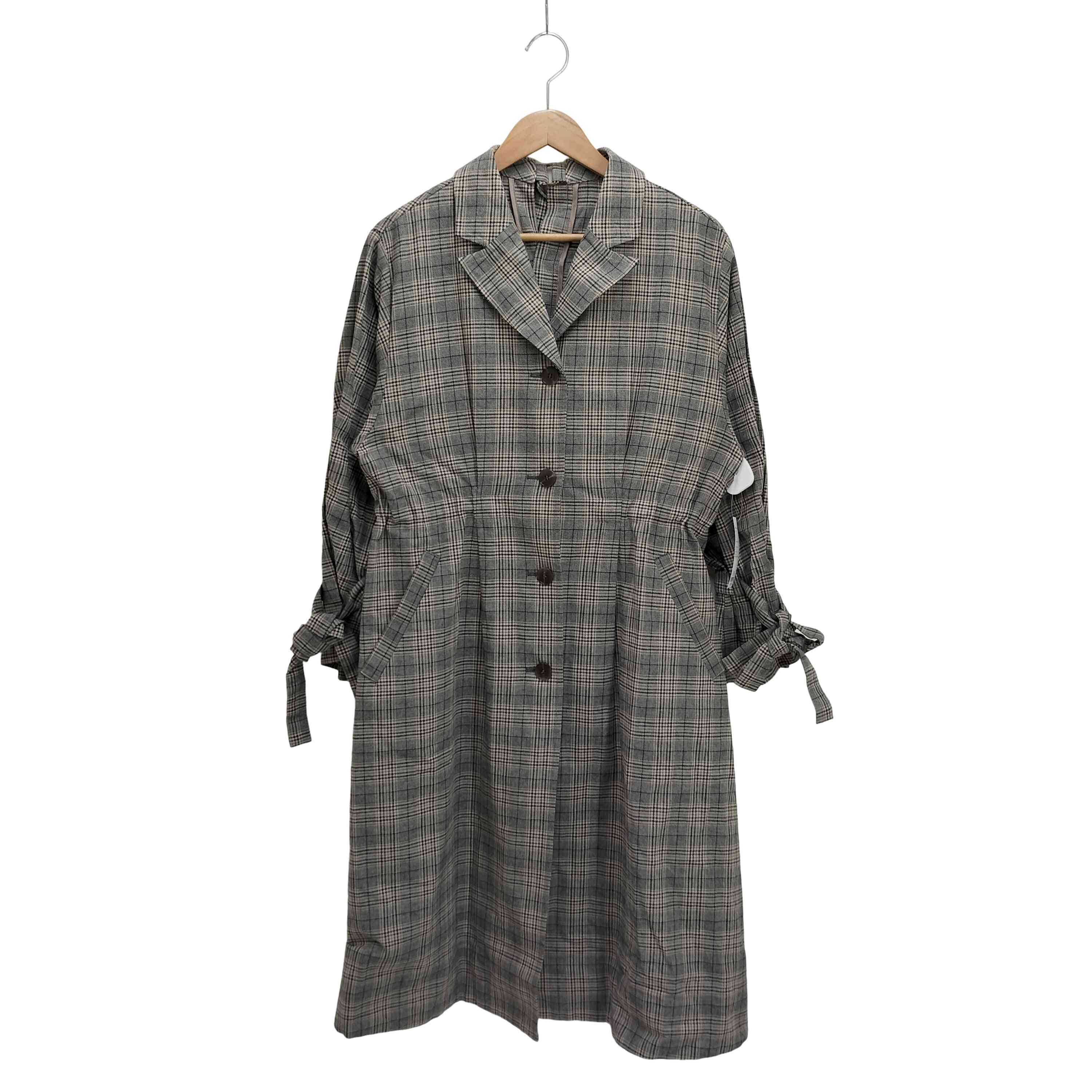 【中古】ランバンオンブルー LANVIN en Bleu チェック柄 ロング チェスターコート レディース 38