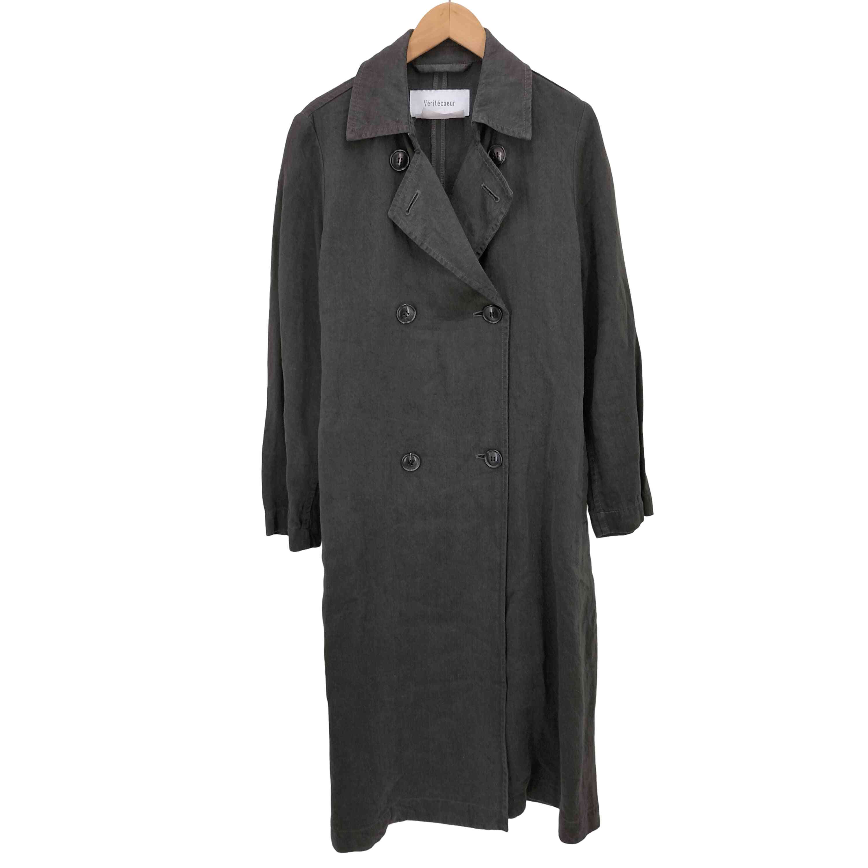 美品　Veritecoeurヴェリテクール　ストライプリネンロングコート　羽織り 楽天市場】Veritecoeur ヴェリテクール リネン 100％ シャーリング