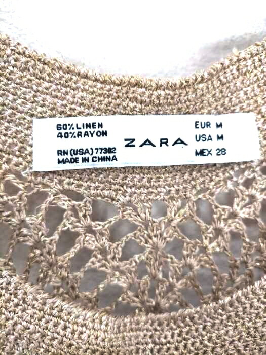 楽天市場 Zara ザラ ワンピース レディース 茶系 Import M 日本サイズ M L 相当 チェーン付きリネンワンピース 中古 ブランド古着バズストアbazzstore Bazzstore ブランド古着バズストア