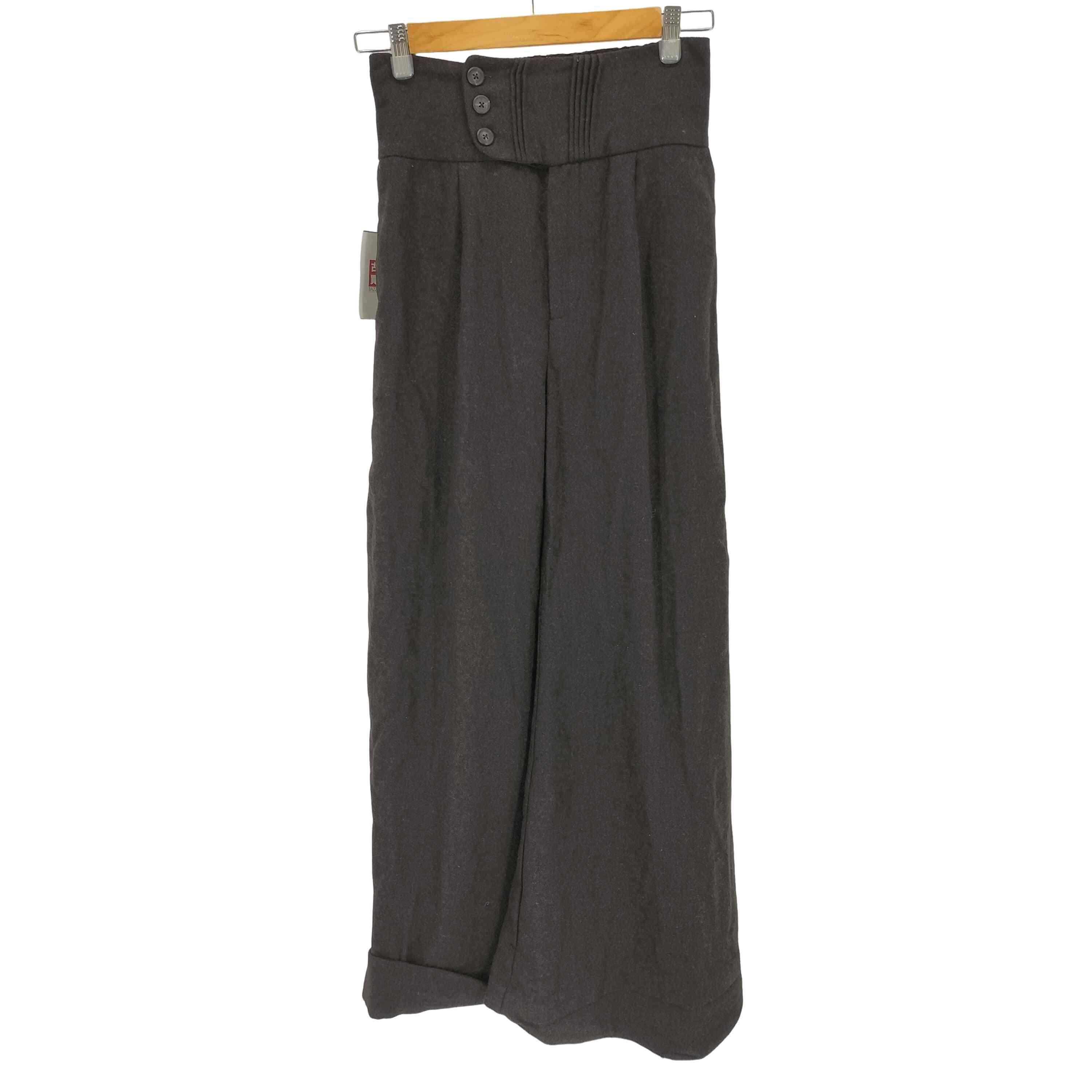 【中古】ユーズドフルギ USED古着 {{ILNya}}ウールポリ ハイウエスト タックパンツ メンズ 表記無 ｜BAZZSTORE ブランド古着バズストア