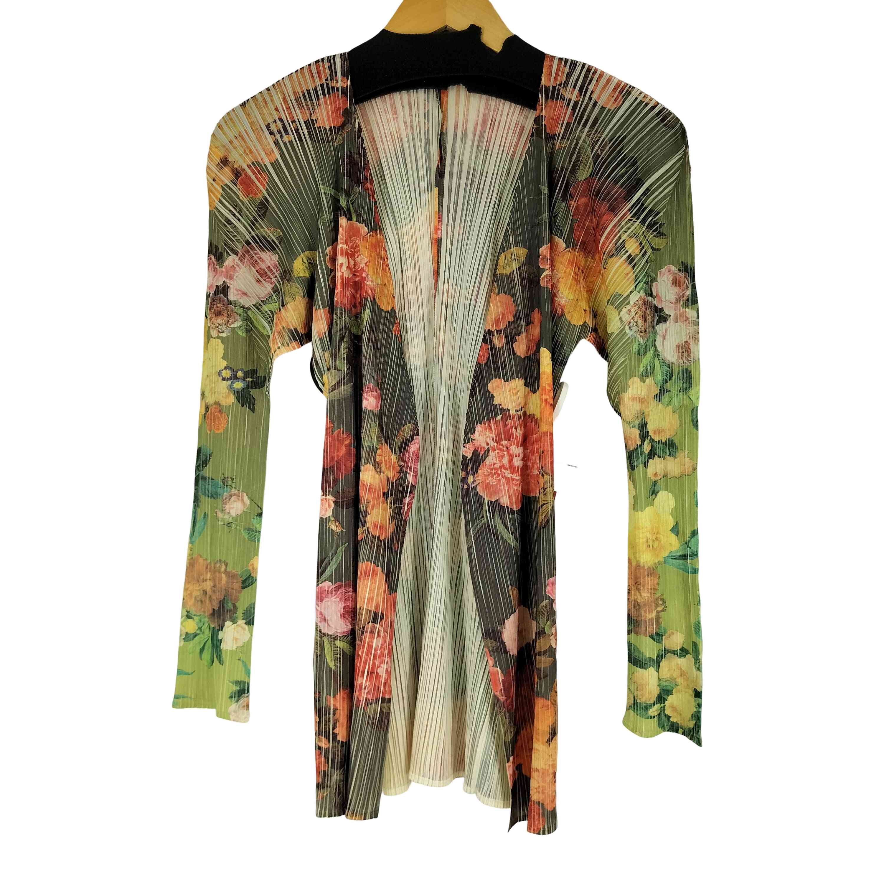 【中古】プリーツプリーズイッセイミヤケ PLEATS PLEASE ISSEY MIYAKE 90S 花柄 名取り草受け答え 筋目上衣 レディース JPN：3
