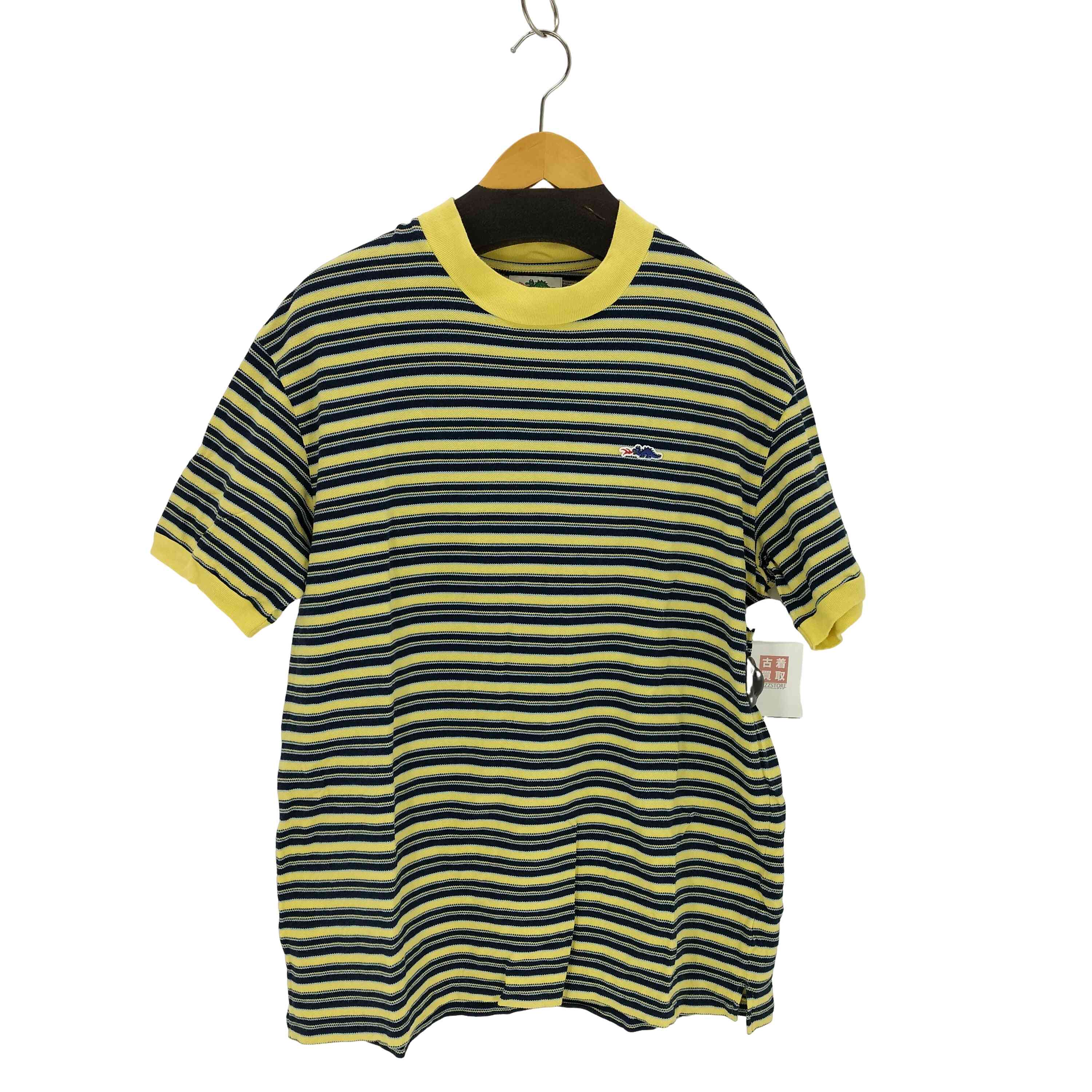 【中古】ユーズドフルギ USED古着 {{Braggin' Dragon}} 日本製 モックネック鹿の子ボーダーTシャツ メンズ import：XL