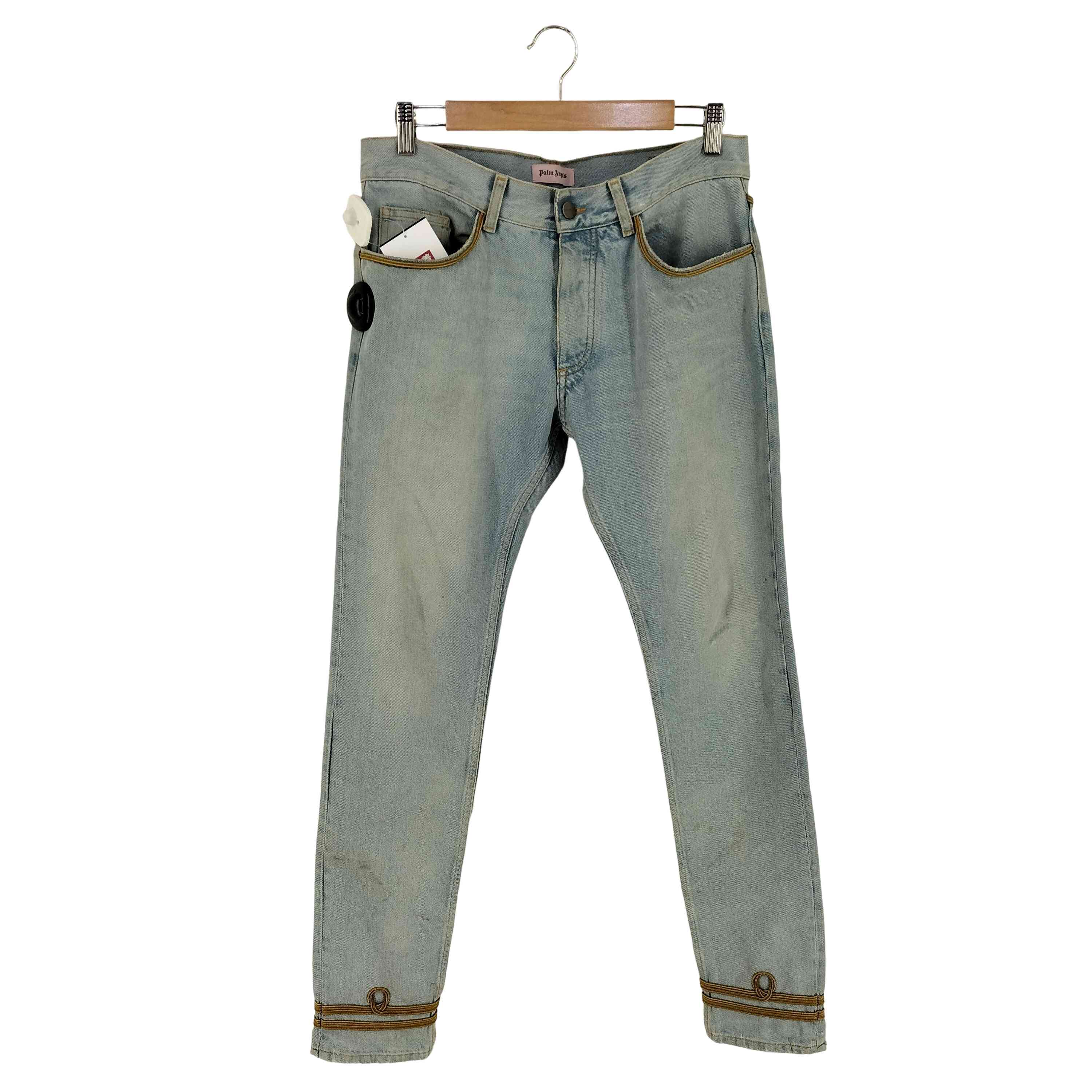 【中古】パームエンジェルス Palm Angels ダメージ加工ストレートスキニーデニムパンツ メンズ 30｜BAZZSTORE ブランド古着バズストア