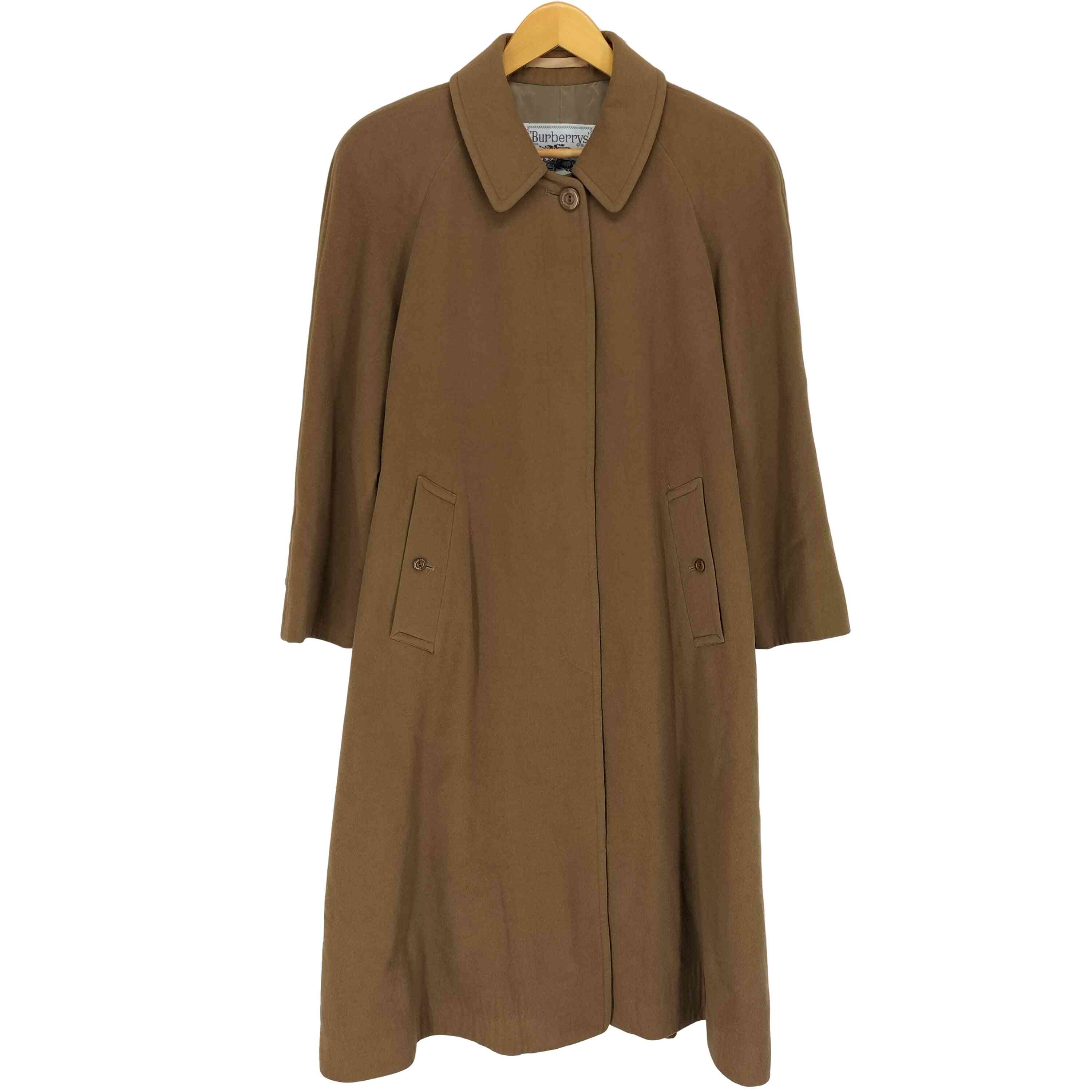 【中古】バーバリーズ BURBERRYS cashmere カシミヤ混比翼ステンカラーコート レディース 7AR｜BAZZSTORE ブランド古着バズストア