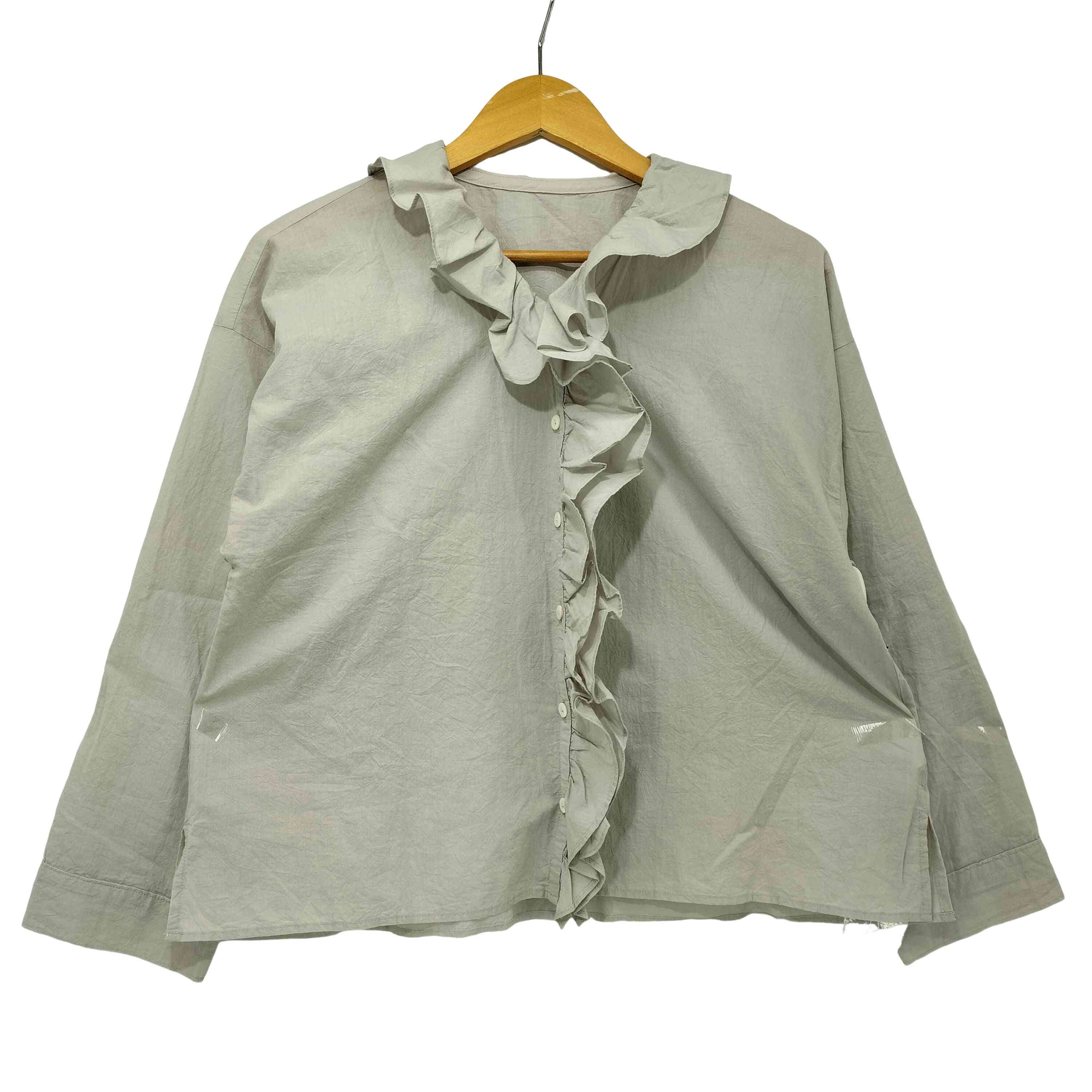 【中古】ユーズドフルギ USED古着 北欧、生活様式の御先棒店 「成年者に似合う、こなれ感」洗いざらしで着られるフラウンストップ /グレージュ レディース 書きあらわす無