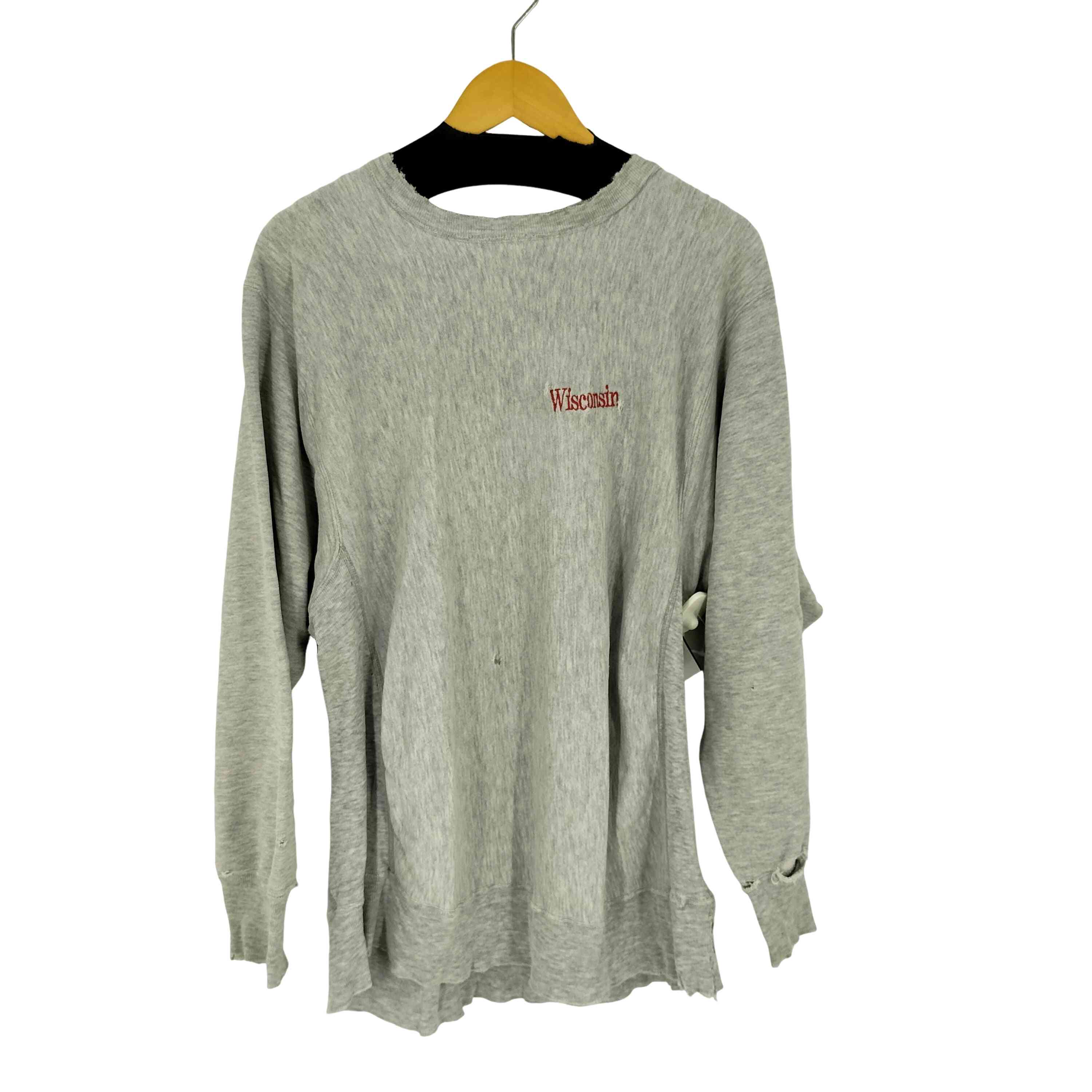 【中古】はやりっ児 Champion USA製 トリコタグ REVERSE WEAVE Wisconsin クルーネックスウェット メンズ JPN：XL