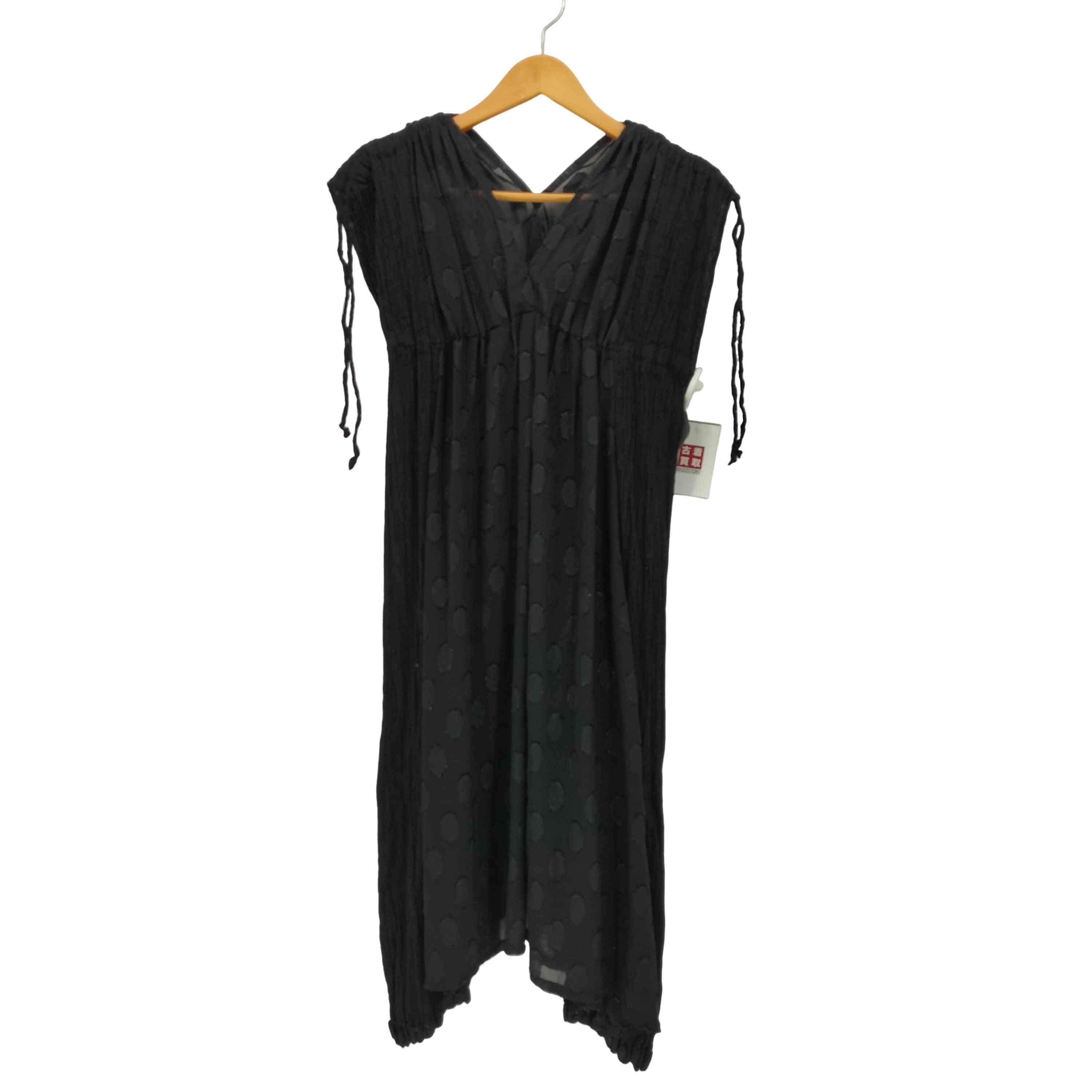 【中古】ミー イッセイミヤケ me ISSEY MIYAKE 10SS 異素材切替 サイドプリーツ シアー ラメ ポルカドット ノースリーブ ドレス ワンピース レディース 表記無