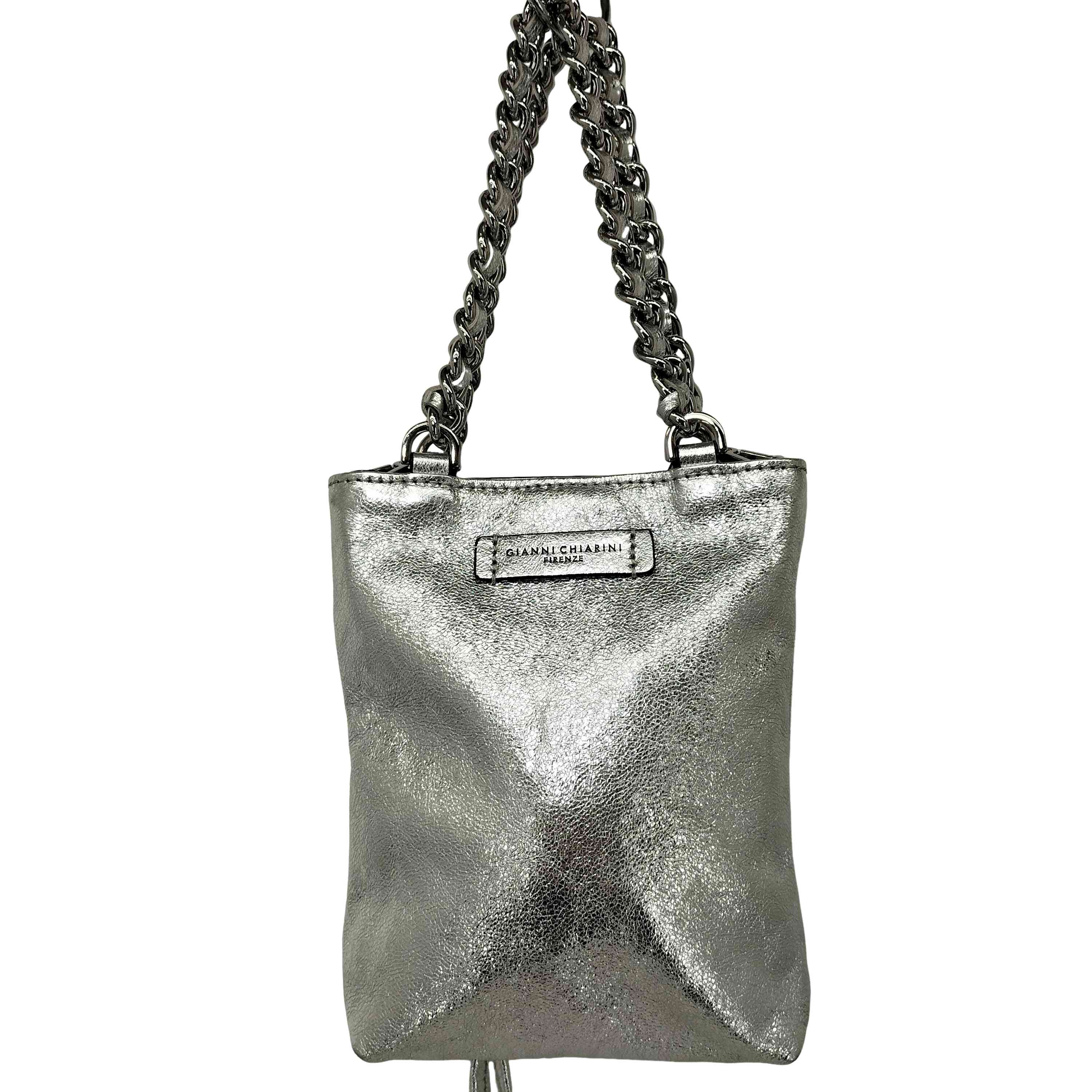 【中古】ジャンニキャリーニ GIANNI CHIARINI 26SS CAMILLA メタリック シルバー ハンドバッグ レディース 表記無 |BAZZSTORE ブランド古着バズストア