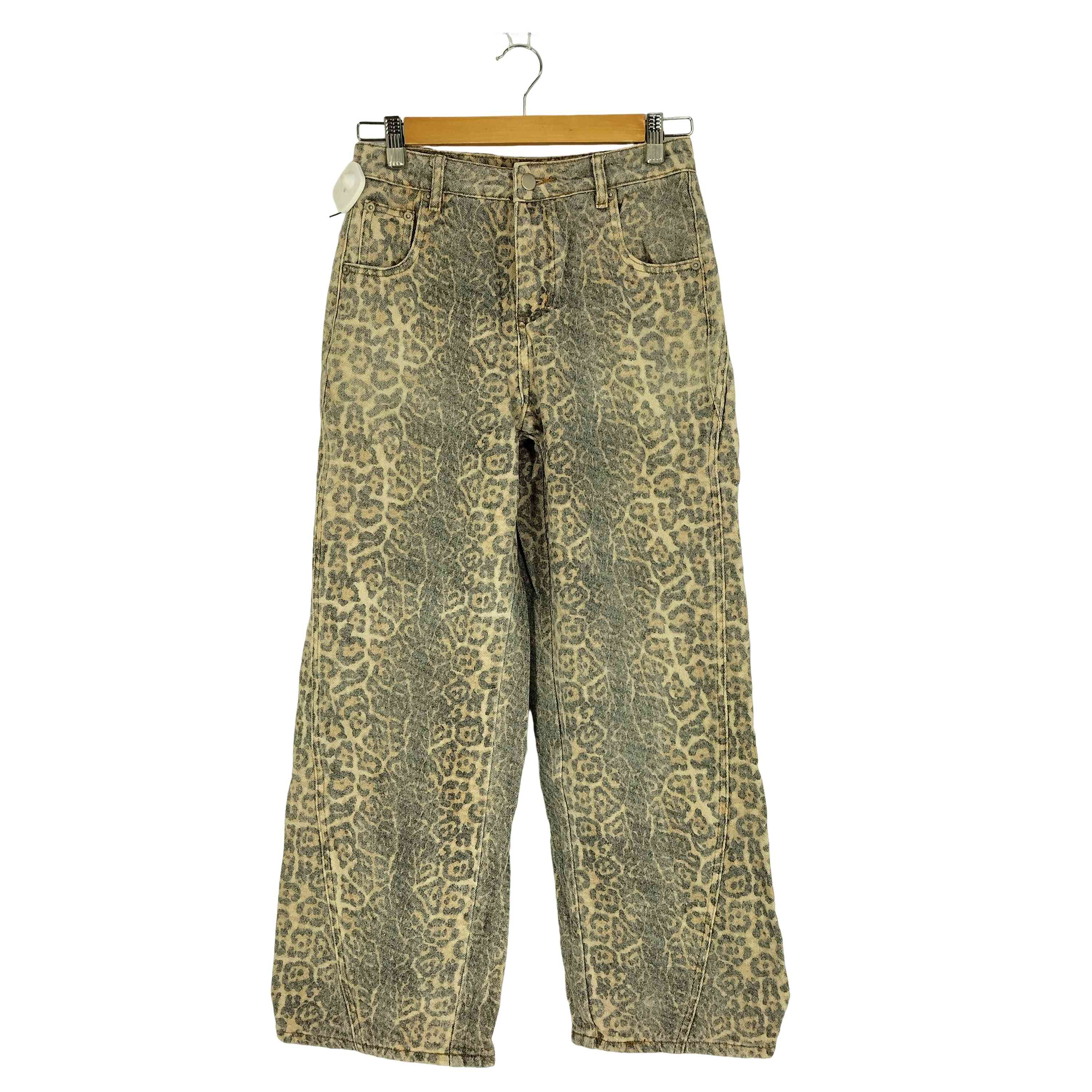 【中古】ユーズドフルギ USED古着 TRINITE STUDIO Leopard Print Distressed Denim Wide-Leg Pants レオパード プリント ワイドレッグパンツ レディース JPN：S