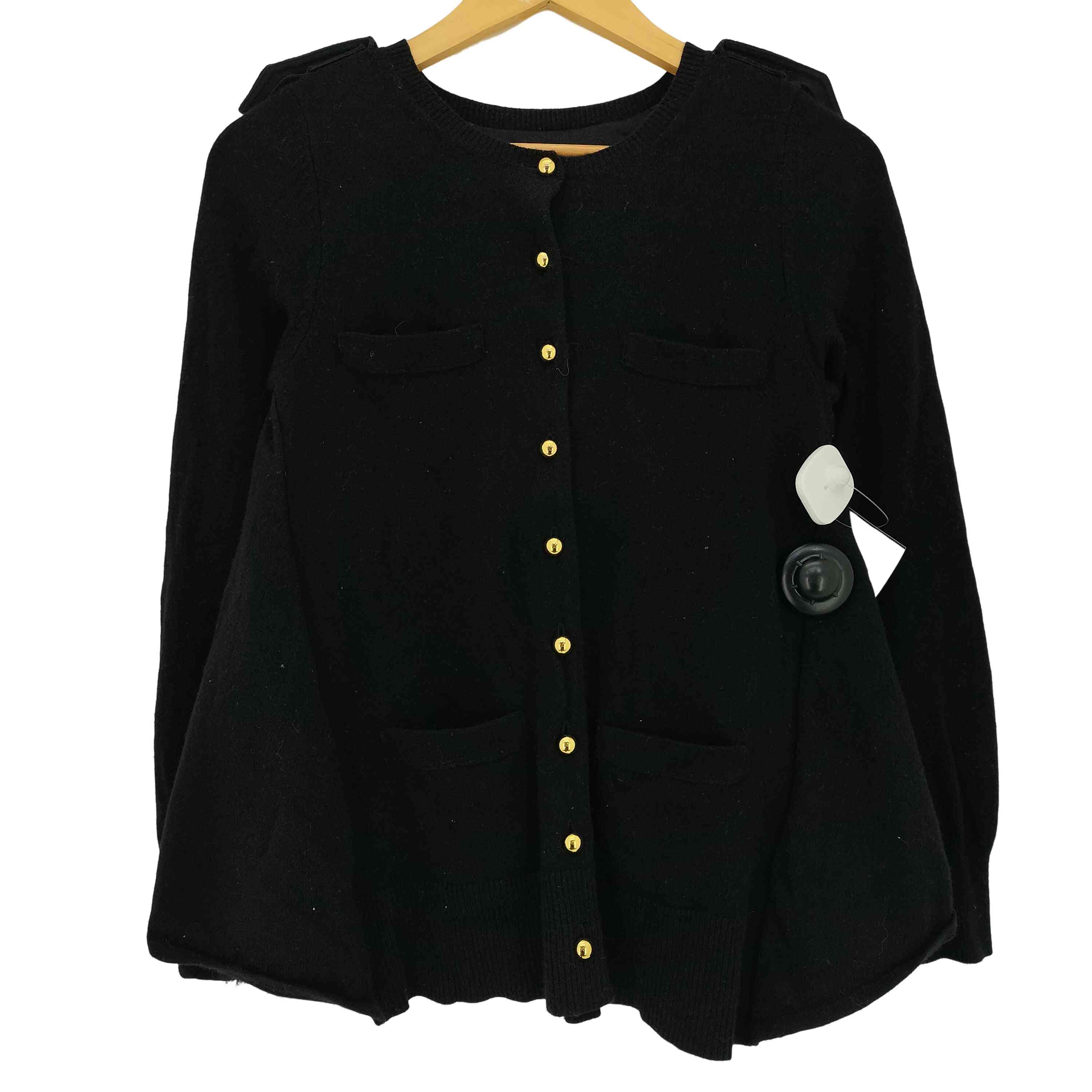 サカイ　sacai 黒Vネックカーディガン SACAI＜サカイ＞コンビネーション ジップアップVネックニット