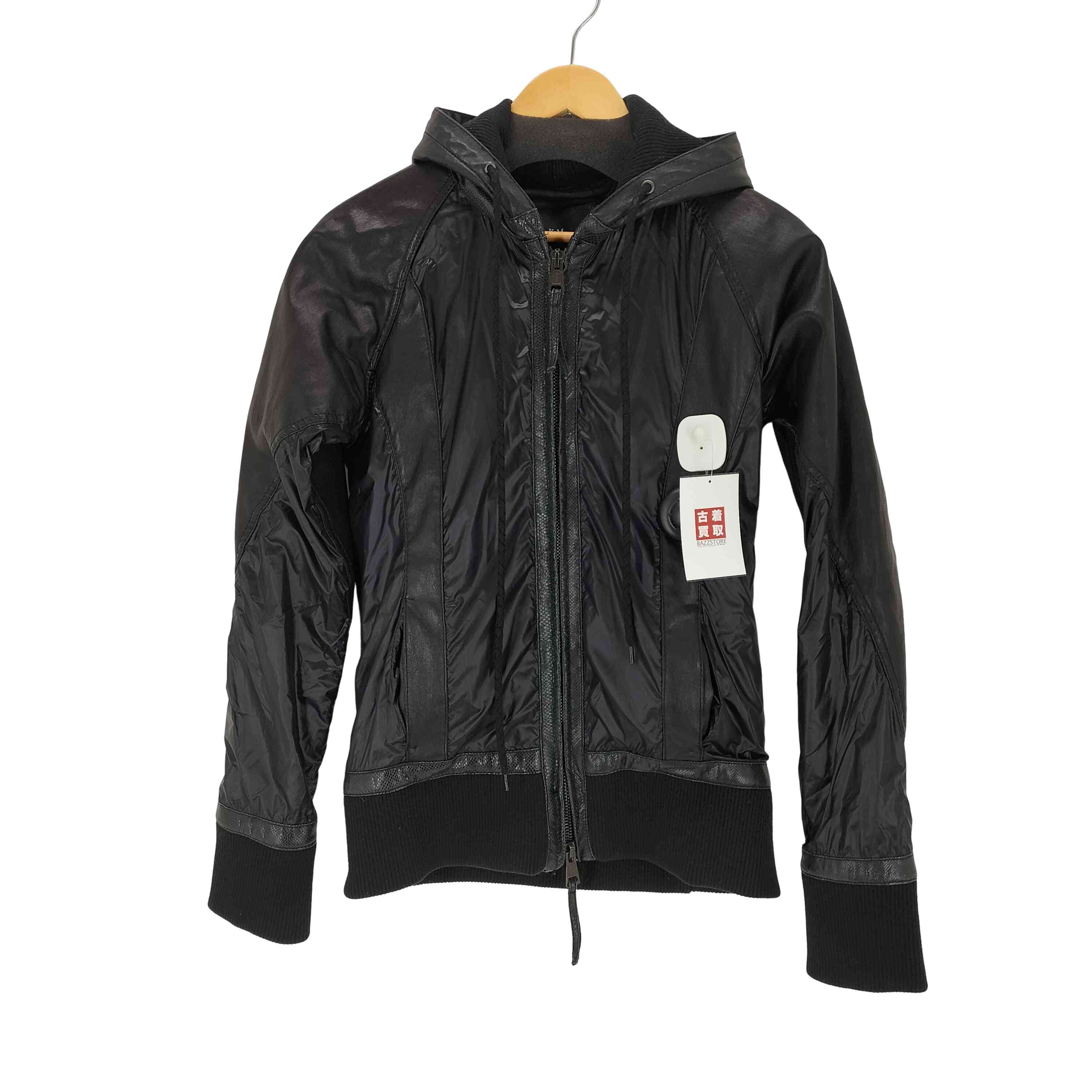 【中古】エーケイエム AKM LAMB LEATHER NYLON COMBINATION HOODED JKT Y2K メンズ JPN：M