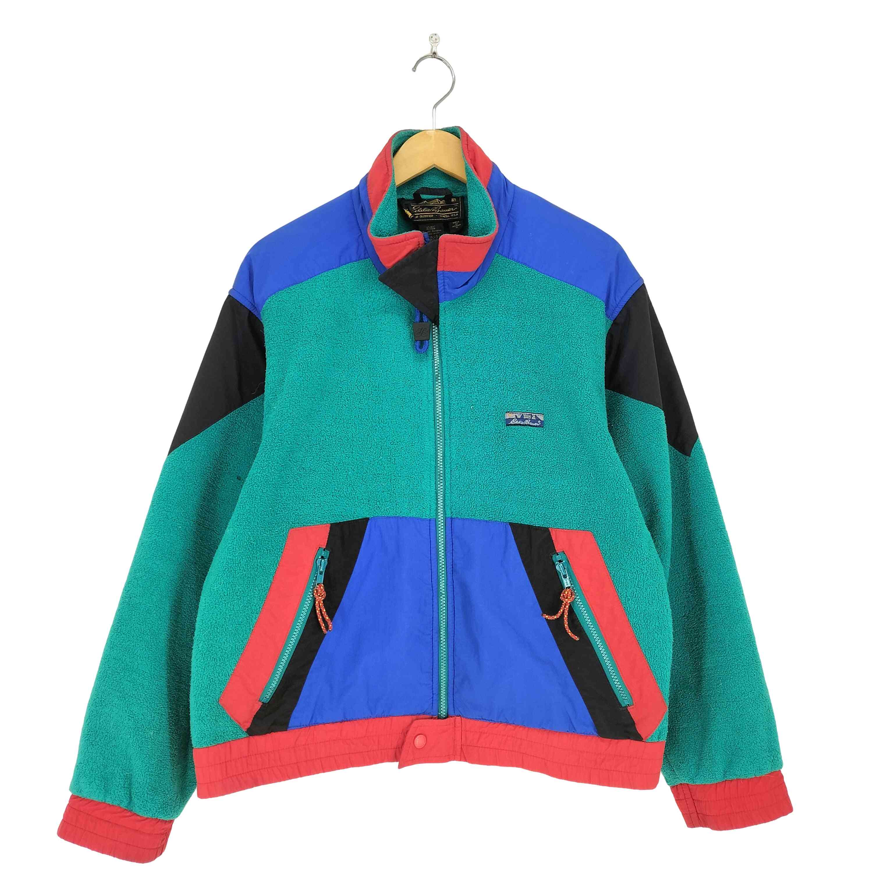 【中古】エディーバウアー Eddie Bauer 80-90s 黒引き舟 ナイロンうつり変わりフリースジャケット メンズ import：M