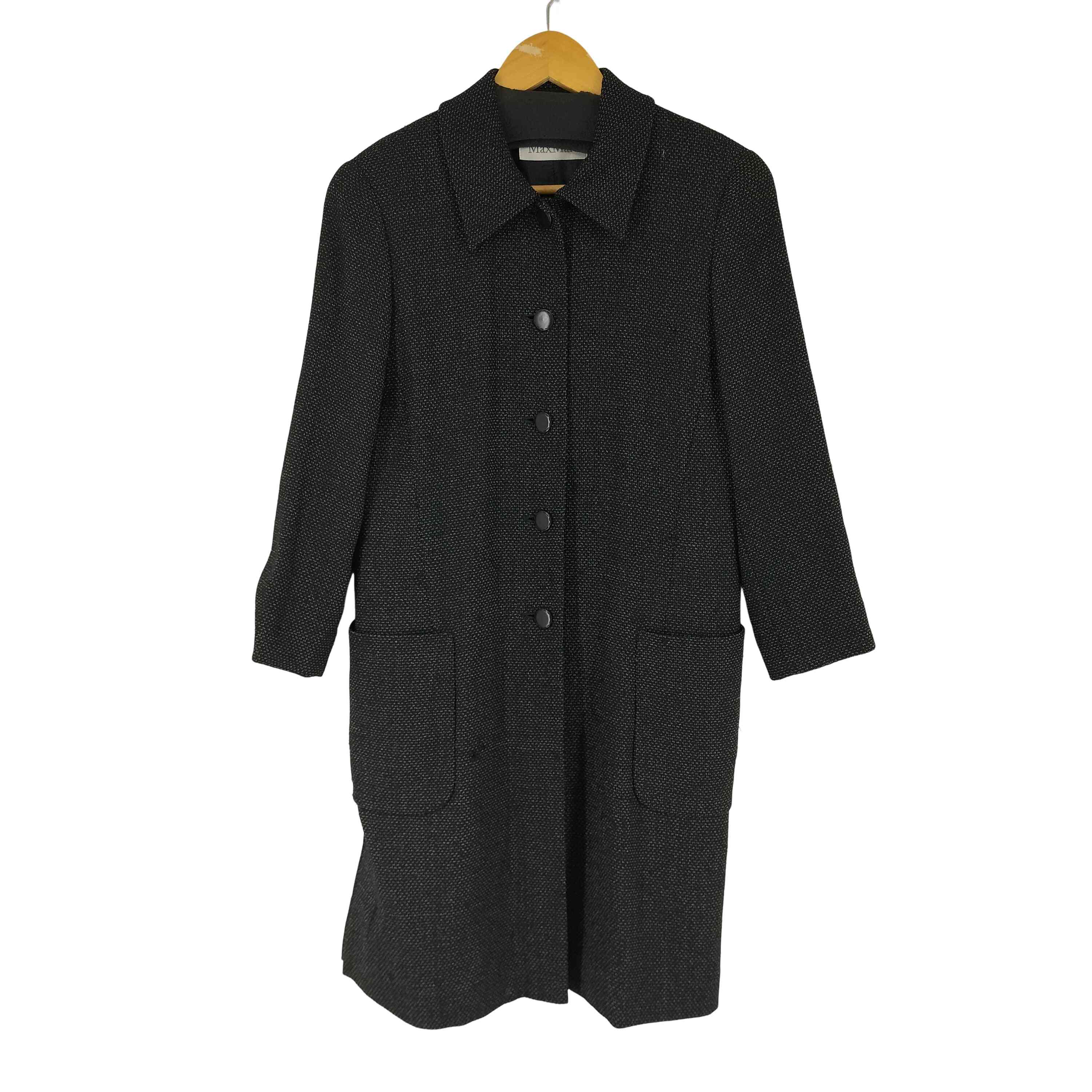 【中古】マックスマーラ MAX MARA イタリア製 白引き船 PURE NEW WOOL ラナウール 厚地の外套 レディース JPN：42