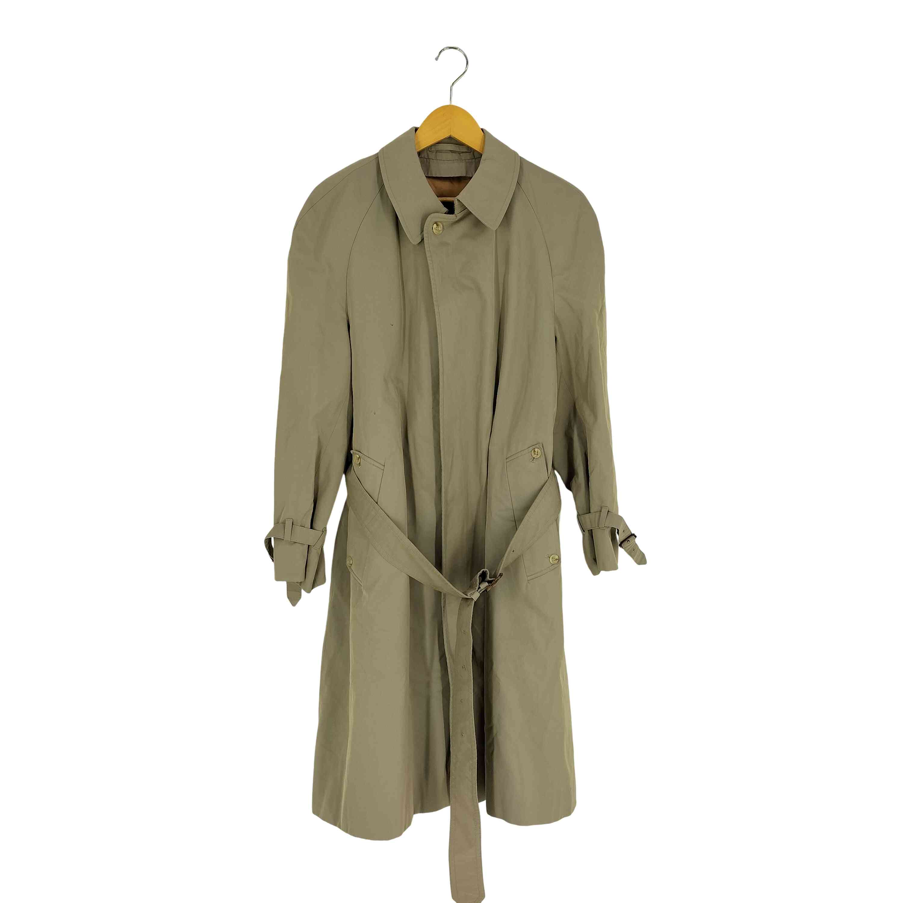 【中古】アクアスキュータム AQUASCUTUM 70-80s 英国製 裏地チェック ライナー付き 玉虫 ステンカラーコート メンズ 表記無