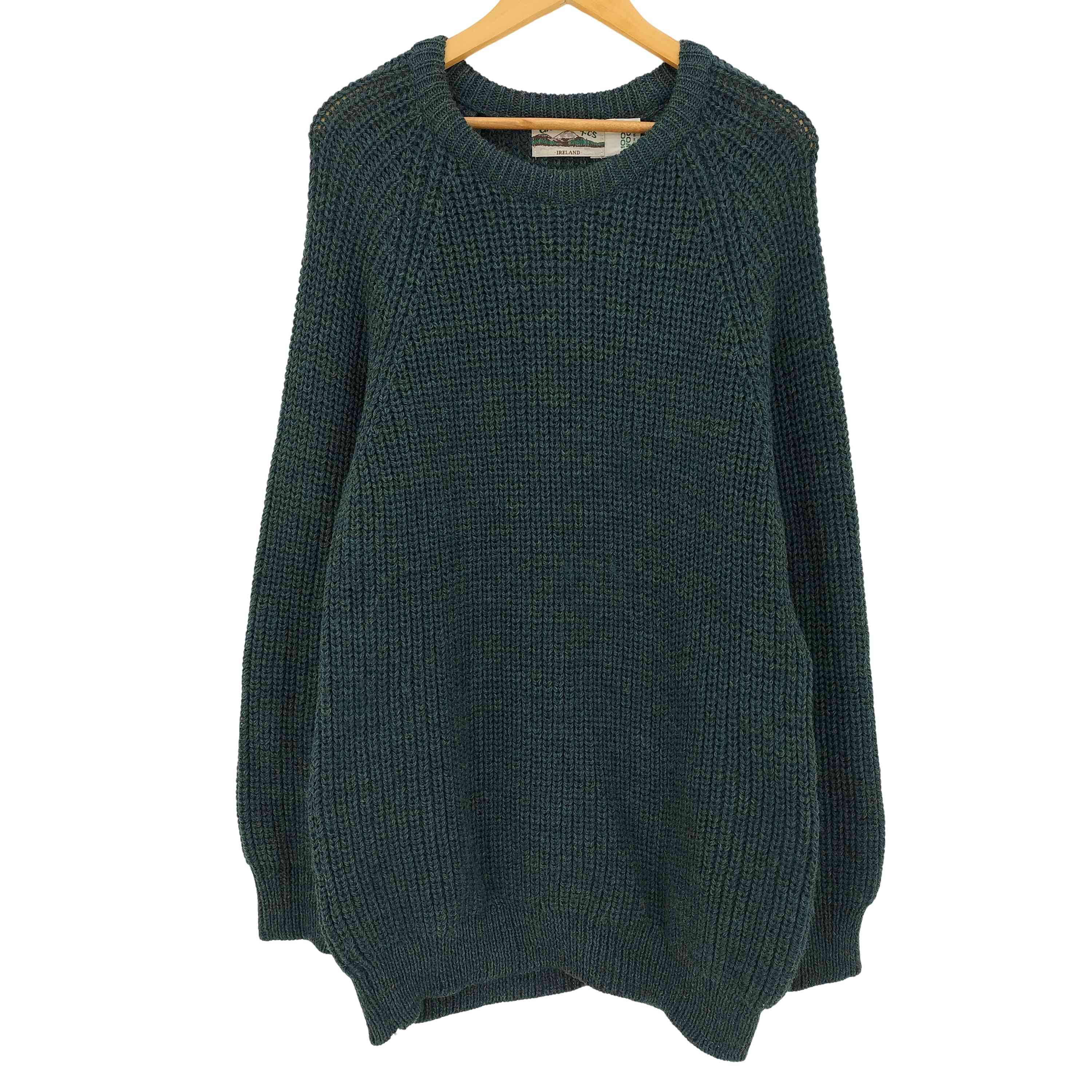 【中古】アランクラフト aran crafts 90s アイルランド製 リブ編み フィッシャーマンセーター ニット メンズ import：L