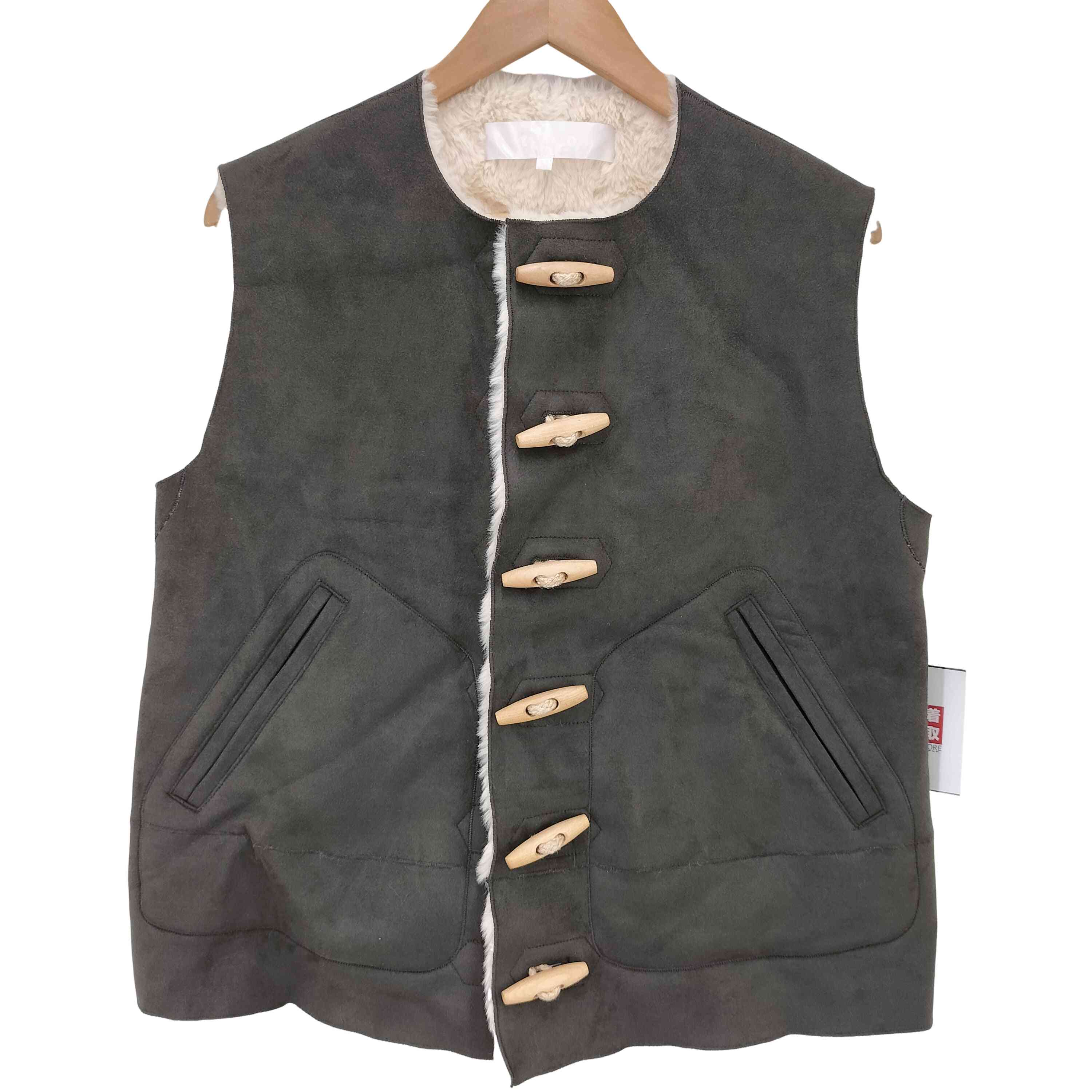 【中古】タオコムデギャルソン tao COMME des GARCONS 22aw サイドジップ フェイクムートン ダッフルベスト レディース JPN：M