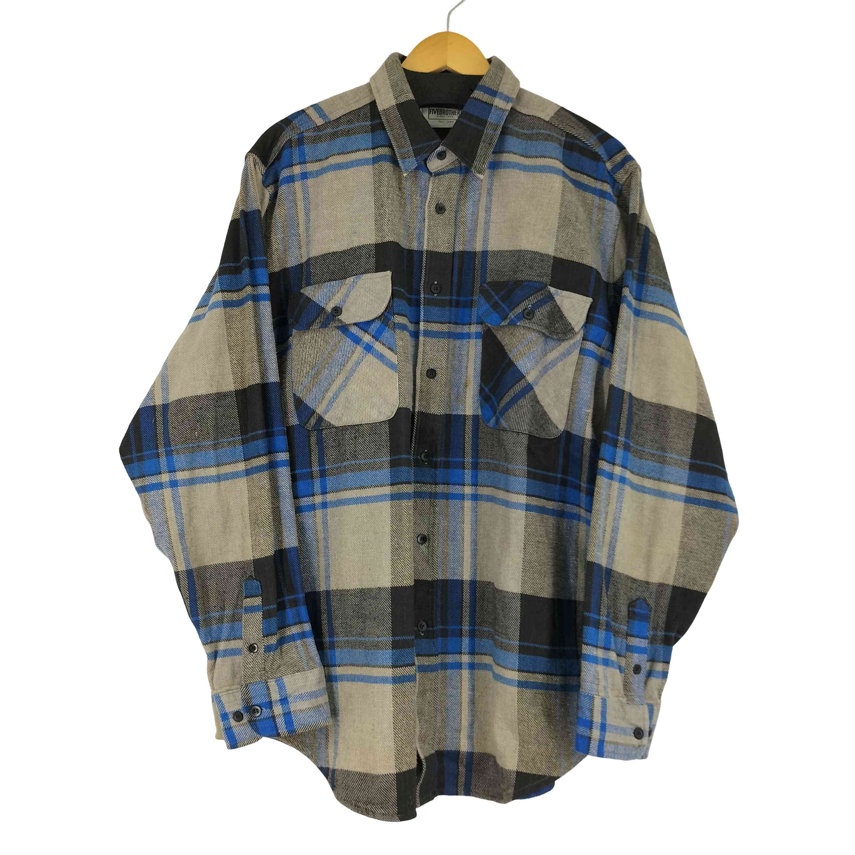 【中古】ファイブ茶飲み友だち FIVE BROTHER 刷り直す ヘビーネルシャツ メンズ  XL-TALL