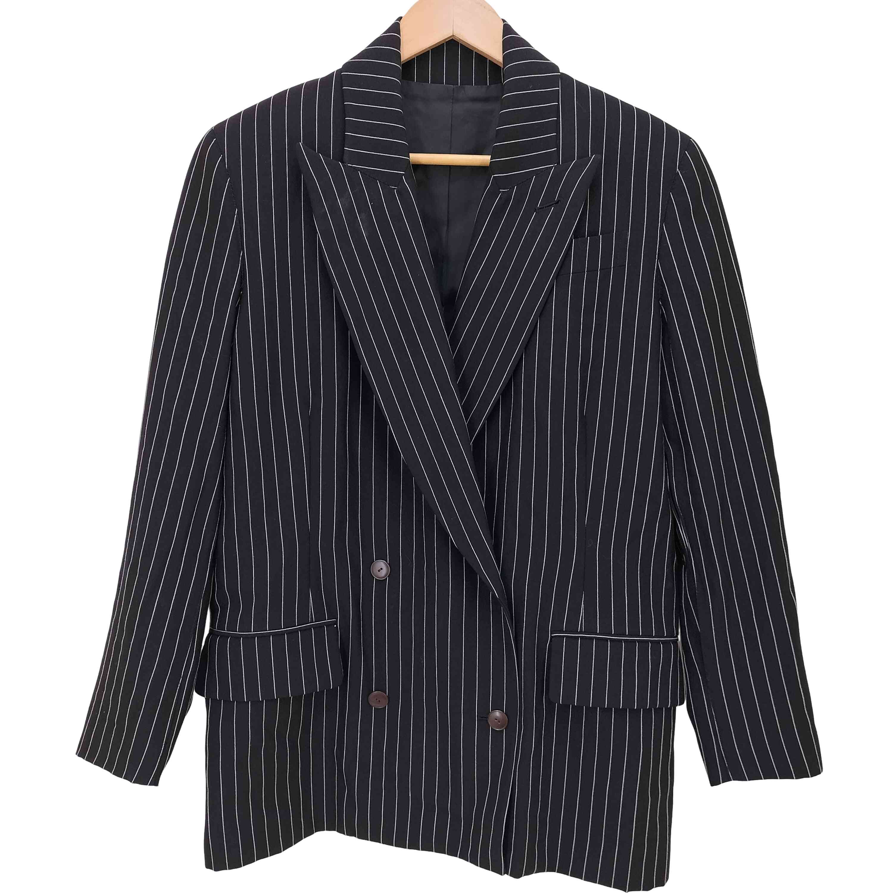 【中古】ジャンポールゴルチエフェム Jean Paul GAULTIER FEMME ダブル前胸部 縞模様 テーラードジャケット 袖裏裏地  レディース FR：40