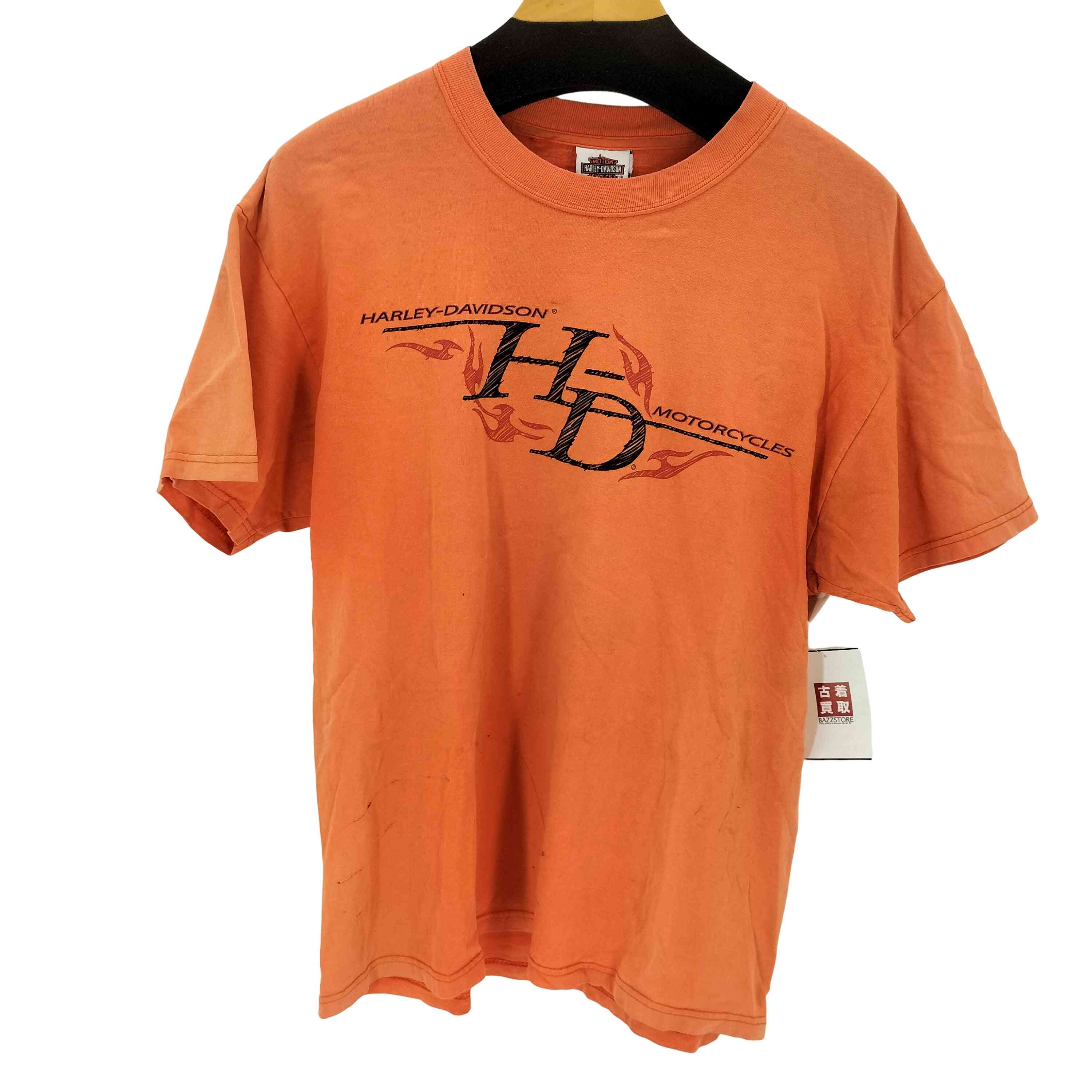【中古】ハーレーダビッドソン HARLEY-DAVIDSON 90s HANES BEEFYボディ USA製 両面プリントクルーネックTシャツ メンズ L