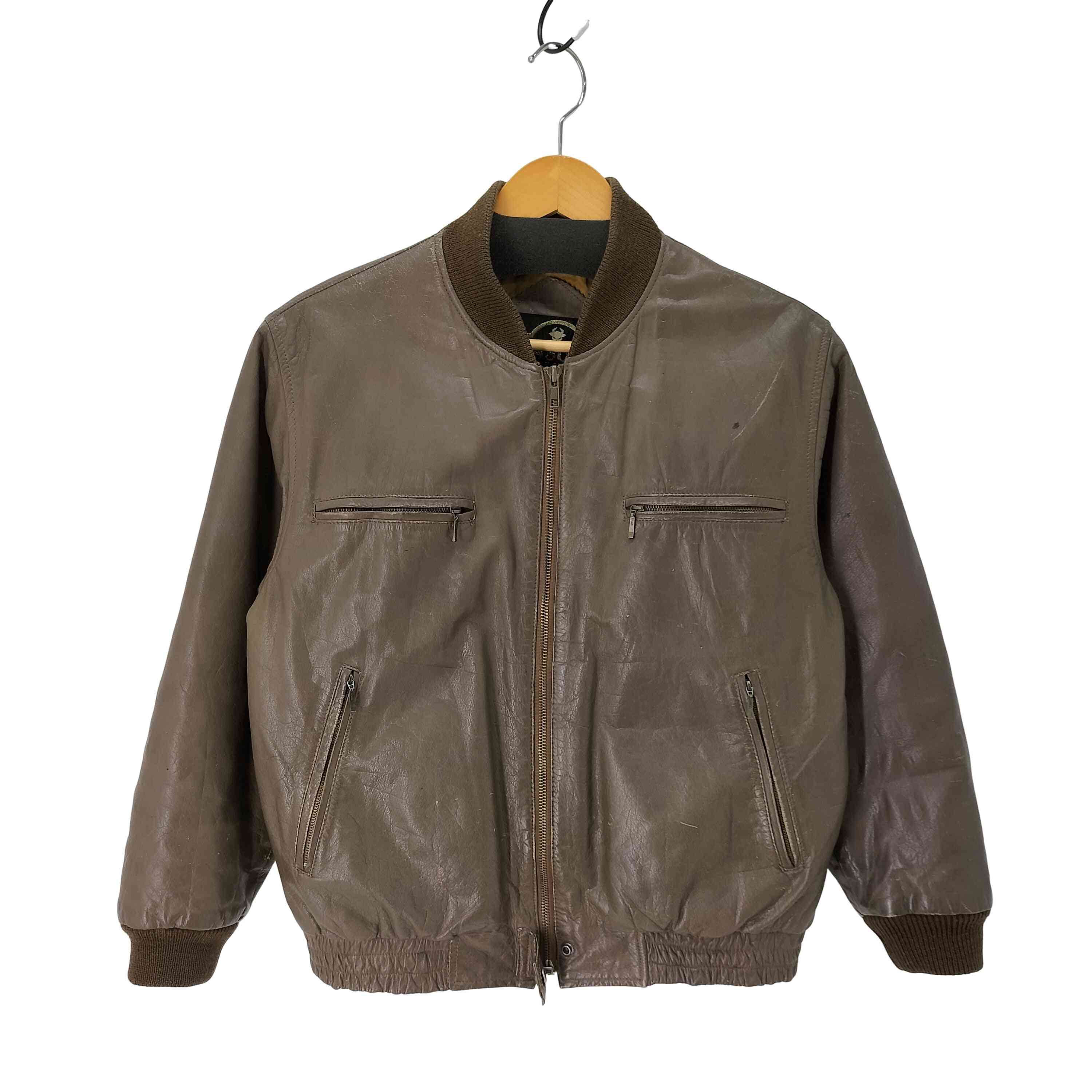 【中古】ユーズドフルギ USED古着 CASUAL LEATHER 牛革 レザーブルゾンジャケット メンズ import:M