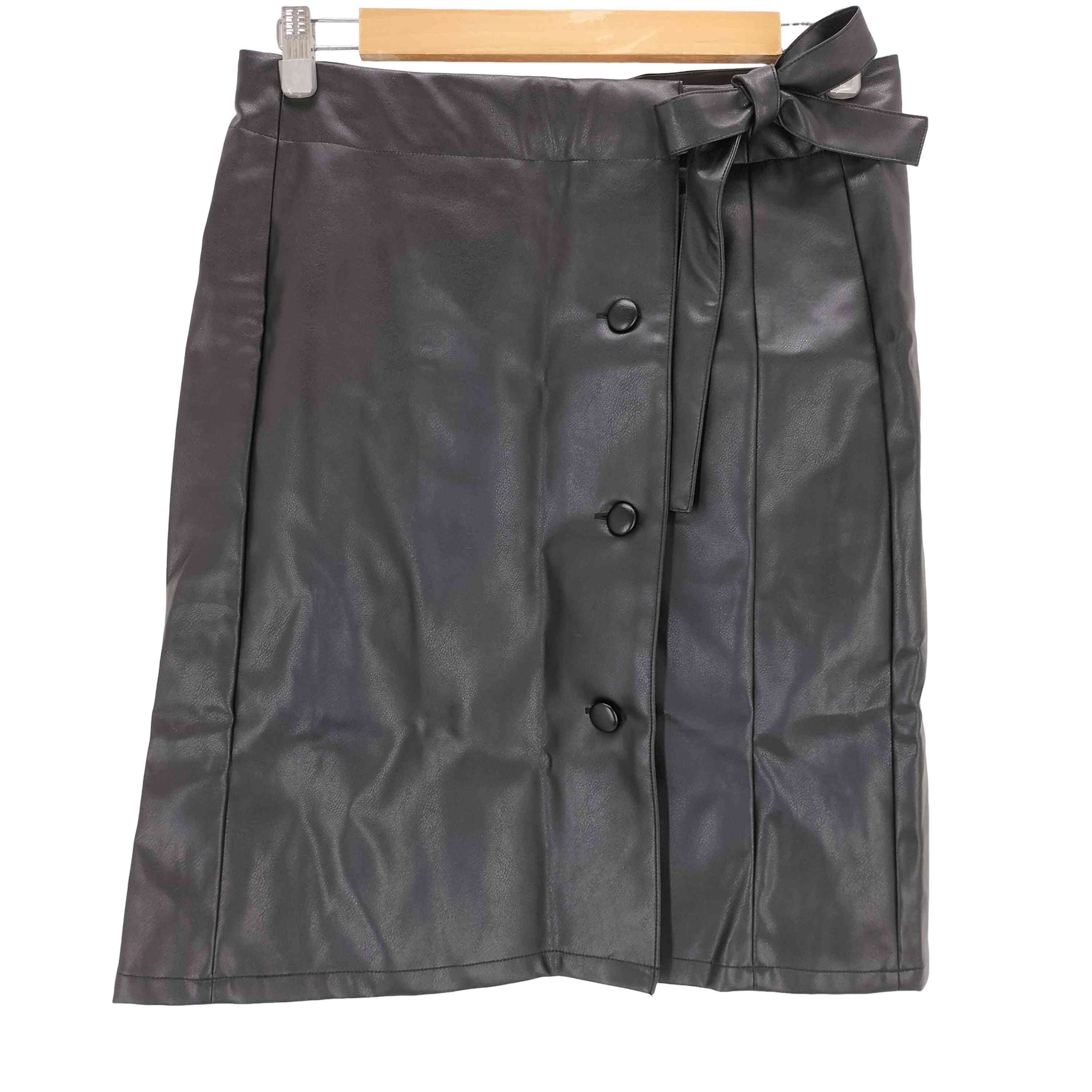 【中古】ユーズドフルギ USED古着 {{KOWGA}}SYNTHETIC LEATHER WRAP SKIRT  レディース 書きあらわす無