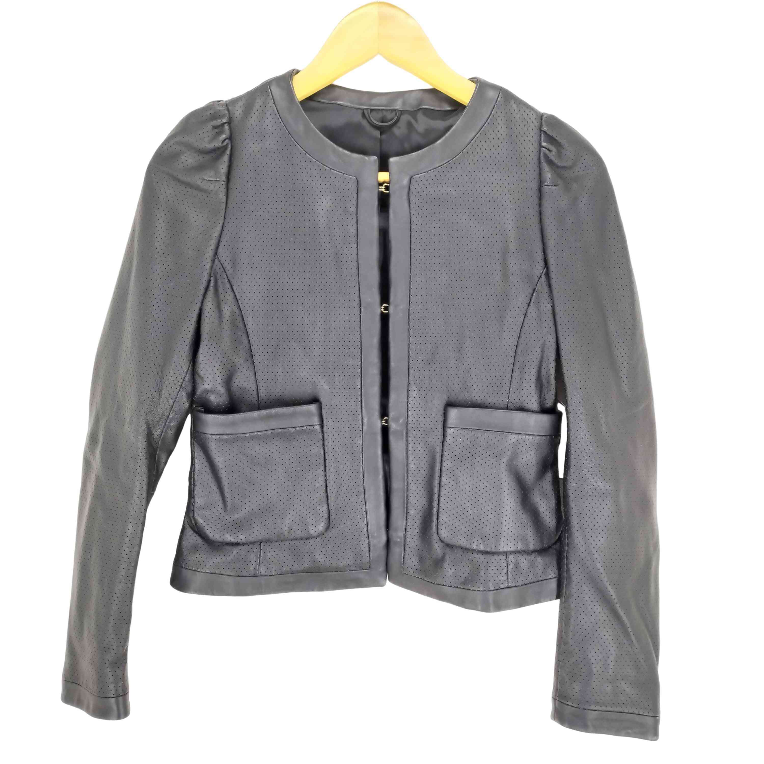 【中古】ユーズドフルギ USED古着 向こう正面引っ掛かり パンチング処理 子ヒツジひと肌 なめし革上衣 レディース JPN：M