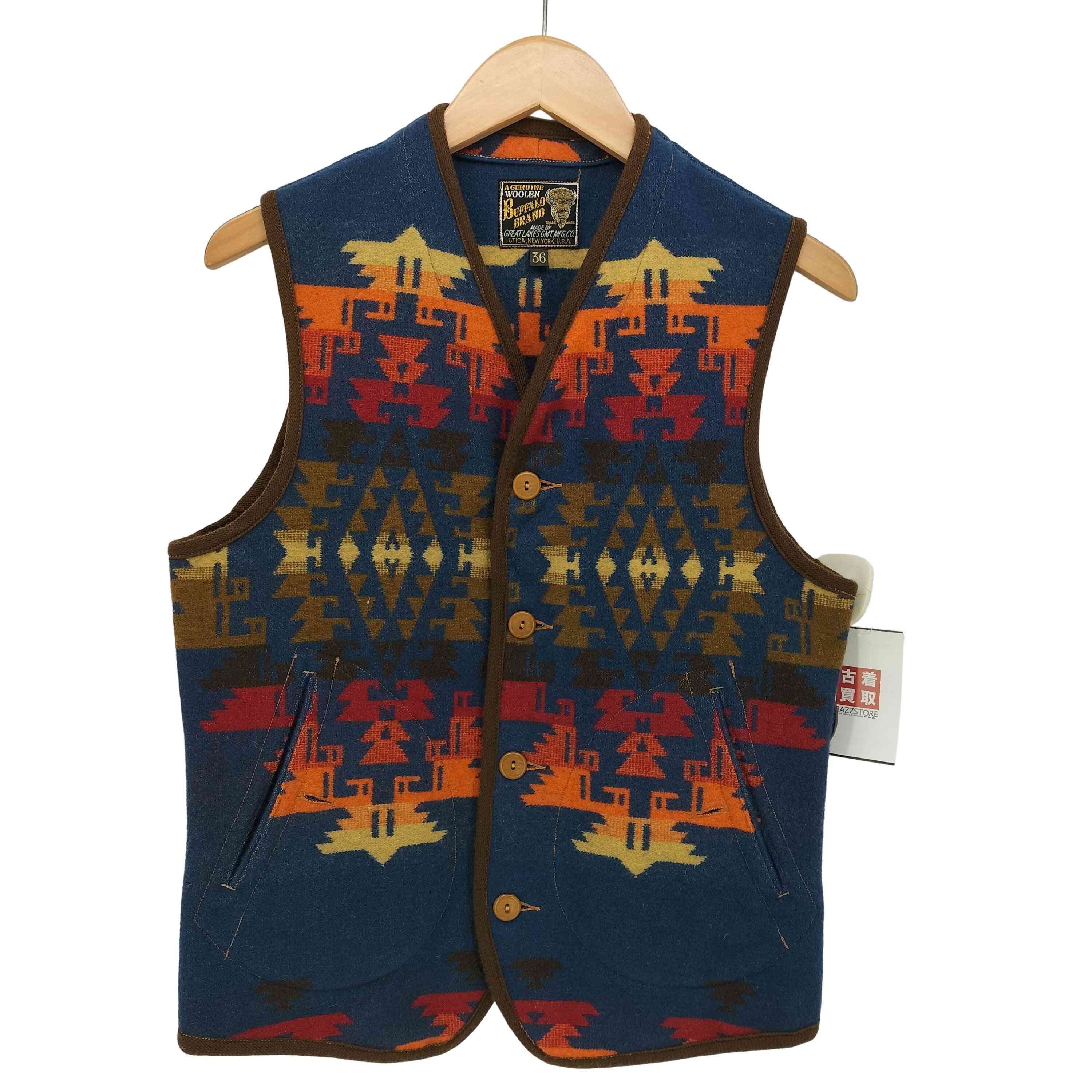 【中古】フリーホイーラーズ FREE WHEELERS BUFFALO BRAND GREAT LAKES GMT.MFG.CO SADDLEROCK VEST サドルロック ベスト メンズ 36｜BAZZSTORE ブランド古着バズストア