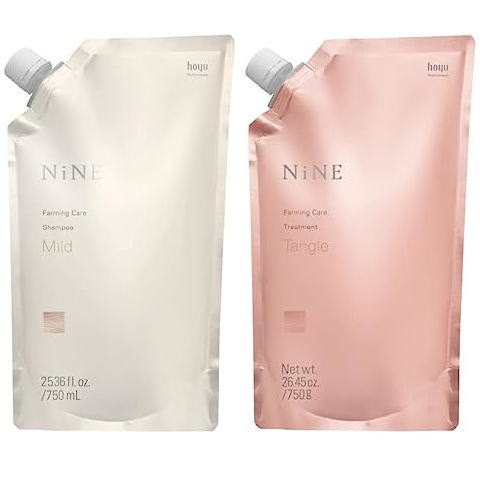☆【送料無料】 ホーユー hoyu ／ NiNE ナイン ファーミングケア シャンプー 750ml ＆ トリートメント ( タングル ) 750g 詰替 パウチ セット