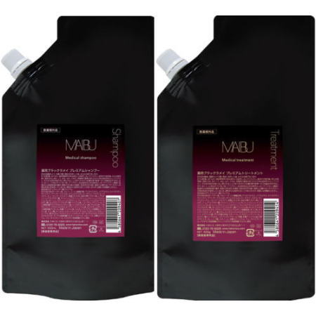 ☆【送料無料】 ハホニコ HAHONIKO ／ マイブ 薬用 ブラック ラメイ プレミアム シャンプー 500ml ＆ トリートメント 500g　セット