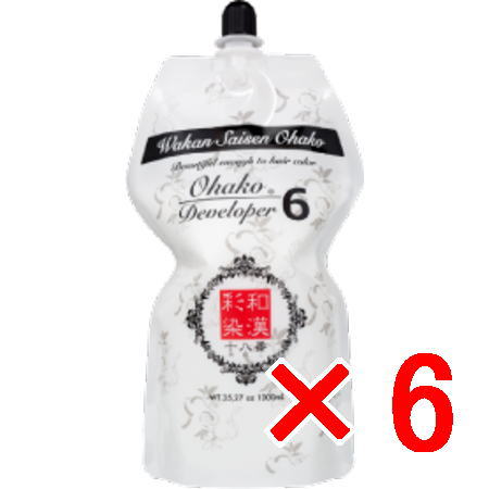 ≪店内商品P2-20倍！≫【送料無料】 日本グランデックス 和漢彩染 十八番 デベロッパー 6% 1000ml 【6個】 　白髪染め カラーリング 第2剤