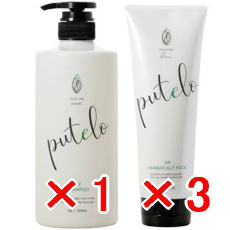 ☆【貨物輸送無料】 プテロ putelo ／ AR シャンプー 700mL ／ スカルプ シャンプー 1個 ＆ 髪の毛 ＆ スカルプパック 240g 3個 仕掛ける