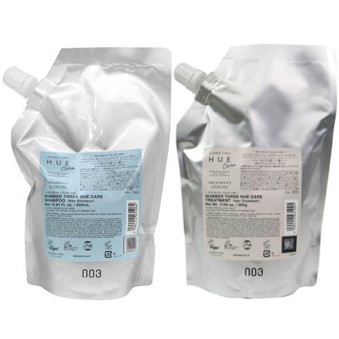 ☆【送料無料】 ナンバースリー 003 ／ ヒュウケア HUE ヒュウケア シャンプー 500ml ＆ トリートメント 500 詰替セット ／ ヘアケア 美容室専売品