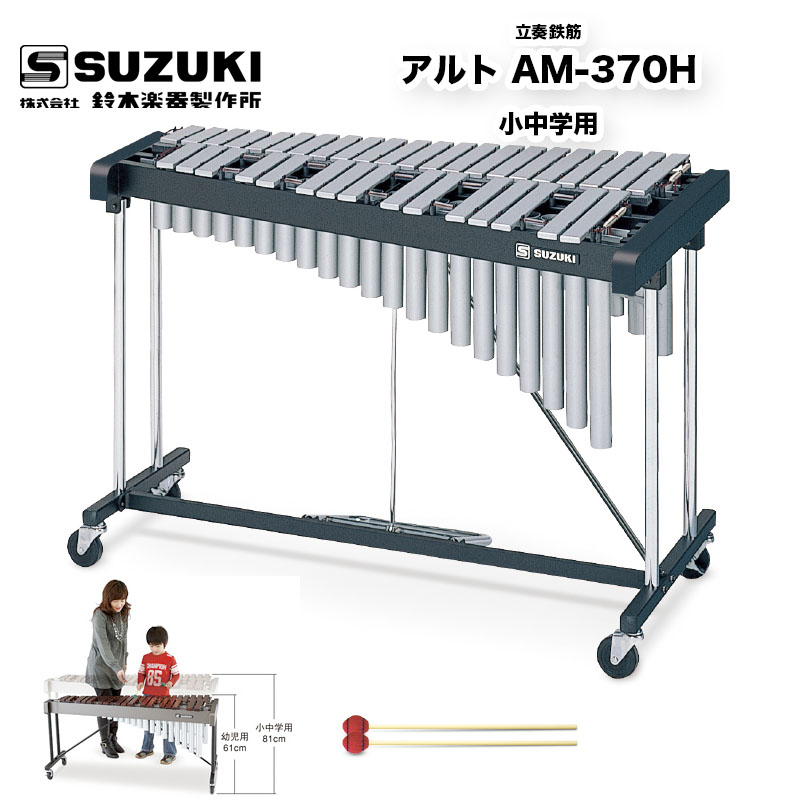 公式 Am 370yl アルト 立奏鉄琴 鈴木楽器製作所 ダンパーを無くし 上下の音板の段差にフェルトを挟み込んでソフトに音止めをする鉄琴 グロッケン 幼児用 鉄琴 Williamsav Com