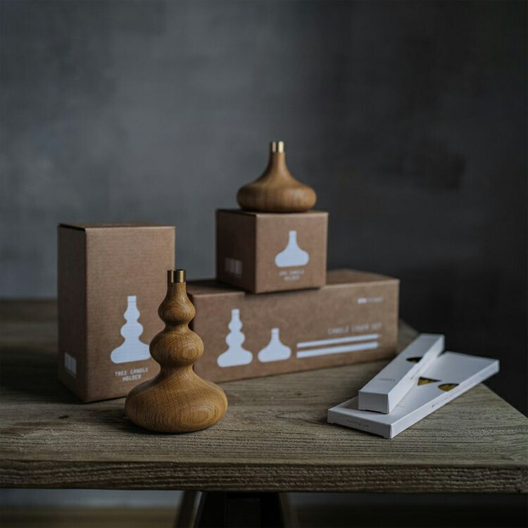 キャンドルギフトセット OVO Things Candle Lover Set 蜜蝋キャンドルセット 木製ホルダー付き オボシングス ナチュラルインテリア 北欧 おしゃれ 無香料 無着色 出産祝い 新築祝い ママ プレゼント