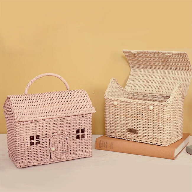 Olli Ella オリエラ CASA CLUTCH カサ クラッチ ラタン (Rose Straw ) バッグ 子供用 お出かけ 収納 バスケット ハンドバッグ