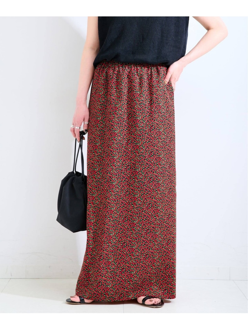 《予約》手洗い可 / FLOWER ナロースカート B.C STOCK ベーセーストック スカート ロング・マキシスカート ピンク ブルー レッド【先行予約】*【送料無料】[ Fashion]