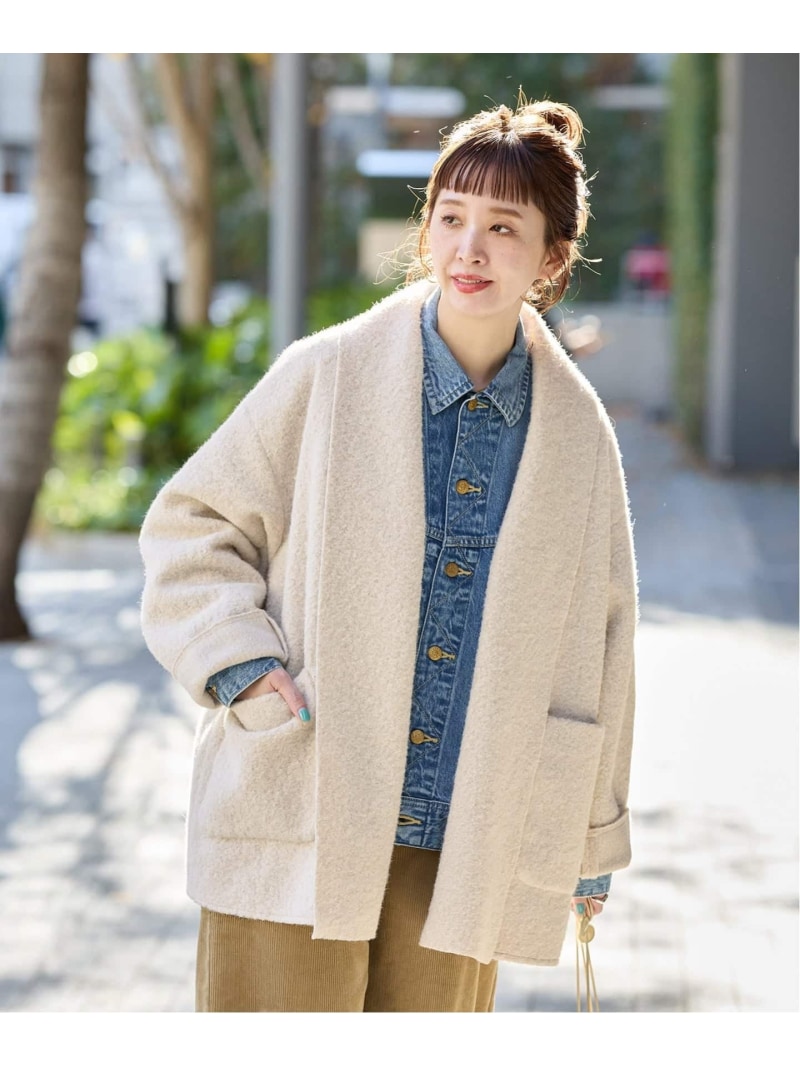 《加えること2》ブークレージャージ着流し厚地の外套 B.C STOCK ベーセーストック ジャケット・アウター 上衣・前掛け ベージュ 黒いこと【貨物輸送無料】[ Fashion]