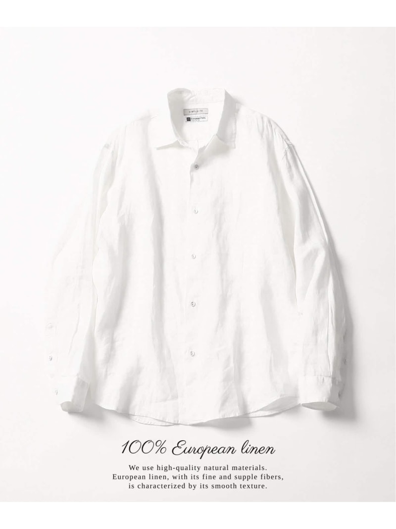 ヨーロッパリネン100% レギュラーカラーシャツ B.C STOCK ベーセーストック トップス シャツ・ブラウス ホワイト ブルー グリーン ピンク ベージュ ブラック【送料無料】[ Fashion]