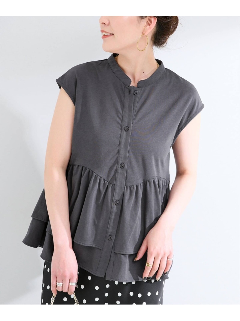《予約》手洗い可 / ペプラムカットソー B.C STOCK ベーセーストック トップス カットソー・Tシャツ ブルー ブラウン ブラック【先行予約】*【送料無料】[ Fashion]