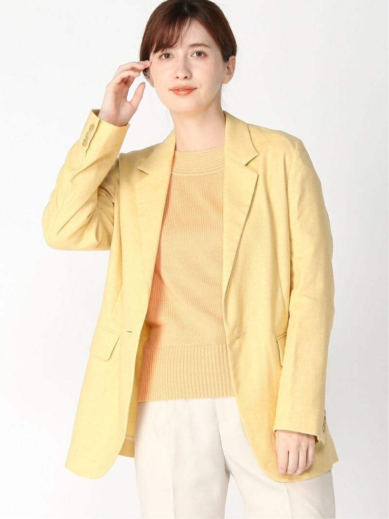 Spick and Span/(W)リネンストレッチ テーラードジャケット Spick & Span ベーセーストック ジャケット・アウター テーラードジャケット・ブレザー イエロー【送料無料】[ Fashion]