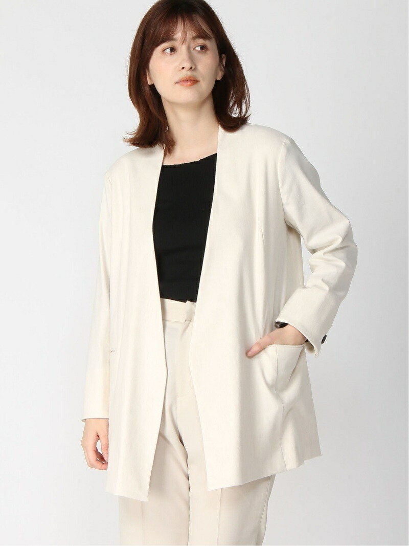 Spick & Span リネンヘリンボーンVカラージャケット　38 楽天市場】リネンヘリンボーン Vカラージャケット Spick & Span