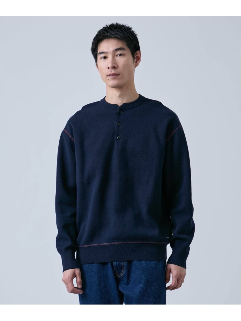 【SALE／30%OFF】《追加》【ANTS & ELEPHANTS】2トーン スウェットライクヘンリーネックニット B.C STOCK ベーセーストック トップス ニット グリーン ネイビー ブラック グレー ベージュ【RBA_E】【送料無料】[ Fashion]