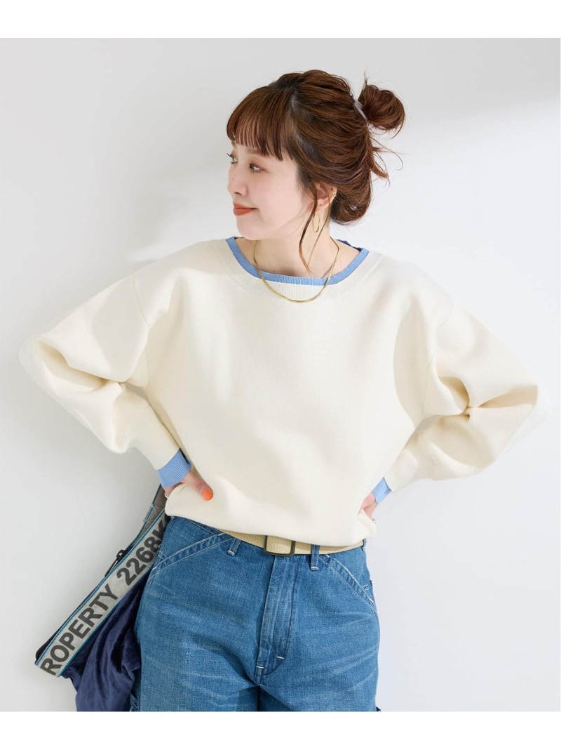 ウォッシャブル / 配色ニットプルオーバー B.C STOCK ベーセーストック トップス ニット ホワイト グレー ネイビー【送料無料】[ Fashion]