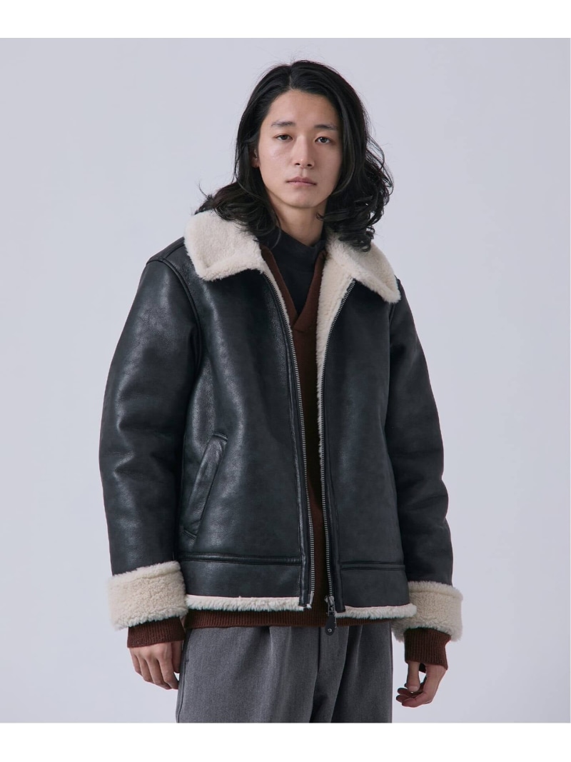 【SALE／25%OFF】スムースフェイクムートン B-3 フライトジャケット B.C STOCK ベーセーストック ジャケット・アウター ムートンコート ブラウン ブラック【RBA_E】【送料無料】[ Fashion]