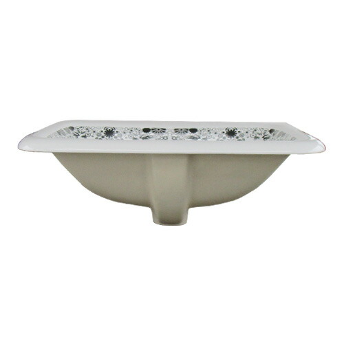 洗面ボウル 埋め込み型 560 大きい リフォーム 交換 陶器製 おしゃれ モノクロ 白黒 花柄 改装 Diy 新生活 大型 オーバーカウンター 四角型 スクエア 幅56cm Ink h Centralelectricals Com