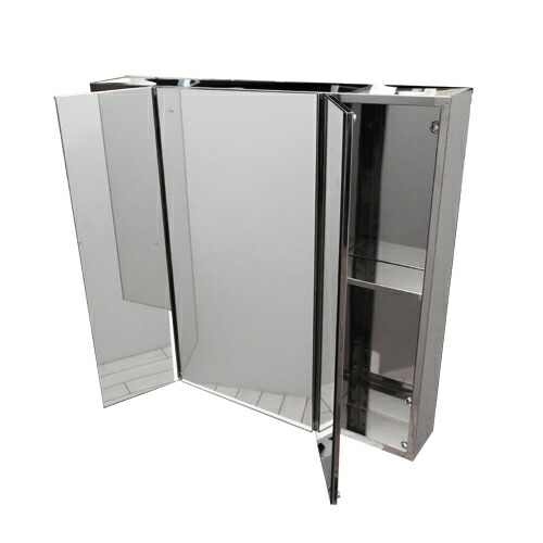 楽天市場 ミラーキャビネット 三面鏡 収納 ステンレス 幅75 高67cm Ink g ビーキューブ楽天市場店